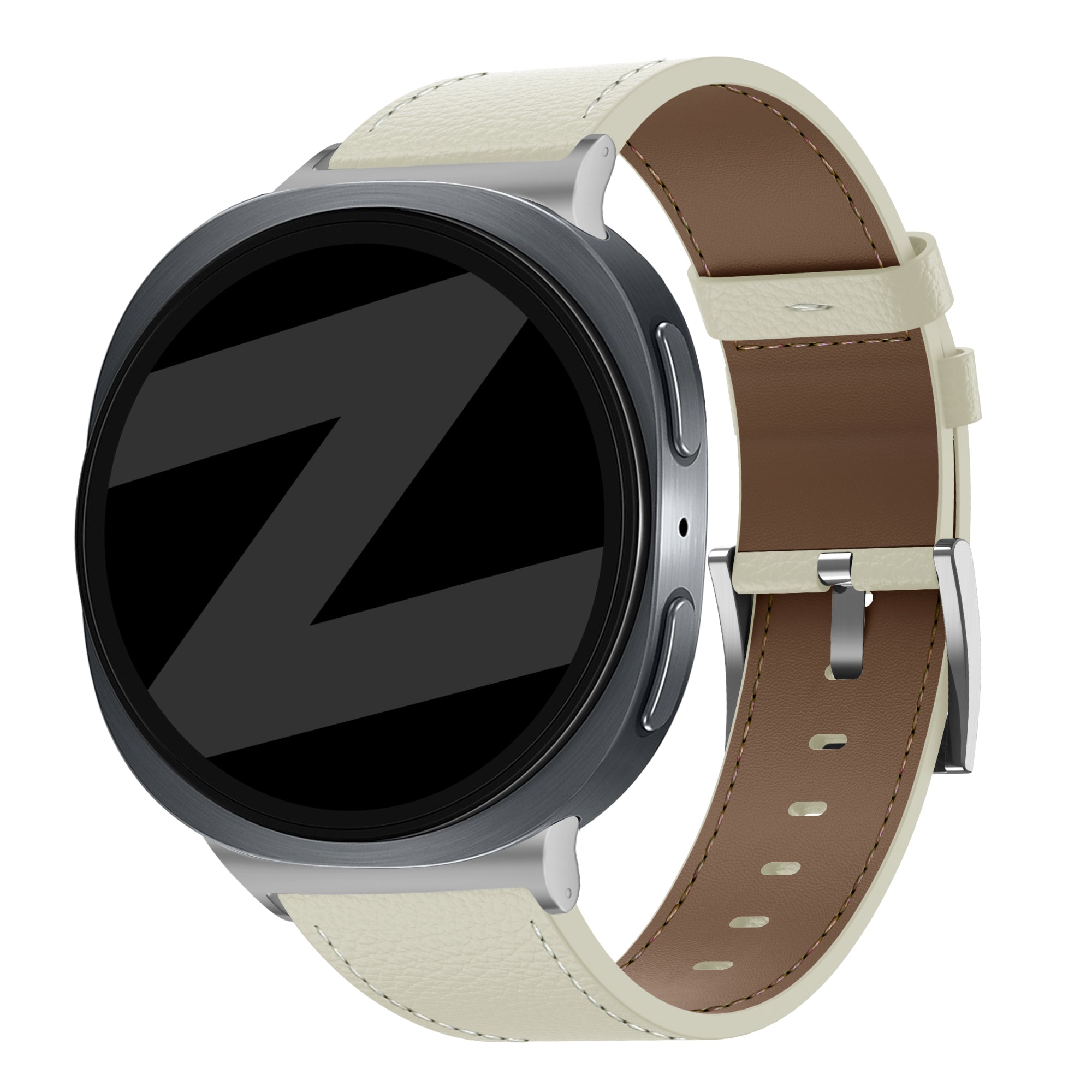 Bandz Samsung Galaxy Watch 8 - 44mm Leather Strap 'Deluxe' (Light Beige)