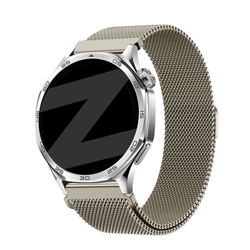 Bandz Huawei Watch 3 (Pro) 'One Push' Milanese Strap (Titanium)