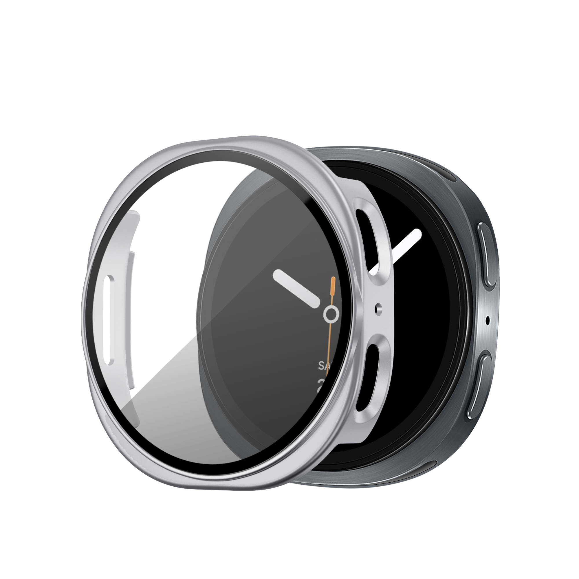 Bandz Samsung Galaxy Watch 8 - 44mm PC Cover with Glass (Silver)