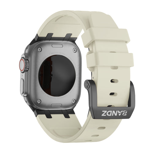 Bandz Apple Watch Silicone Strap 'Luxe Liquid' (Beige With Black)
