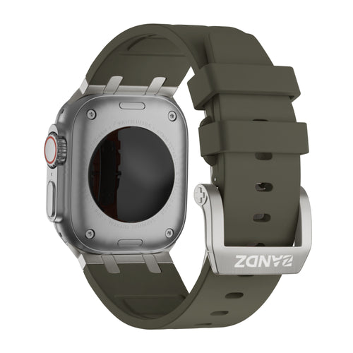 Bandz Apple Watch Silicone Strap 'Luxe Liquid' (Brown With Titanium)