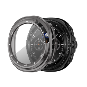 Bandz Samsung Galaxy Watch 8 Classic Bezel Cover with Glass (Titanium Grey/White)