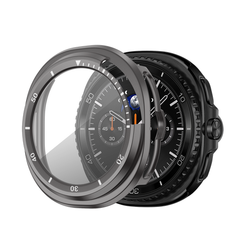 Bandz Samsung Galaxy Watch 8 Classic Bezel Cover with Glass (Titanium Grey/White)