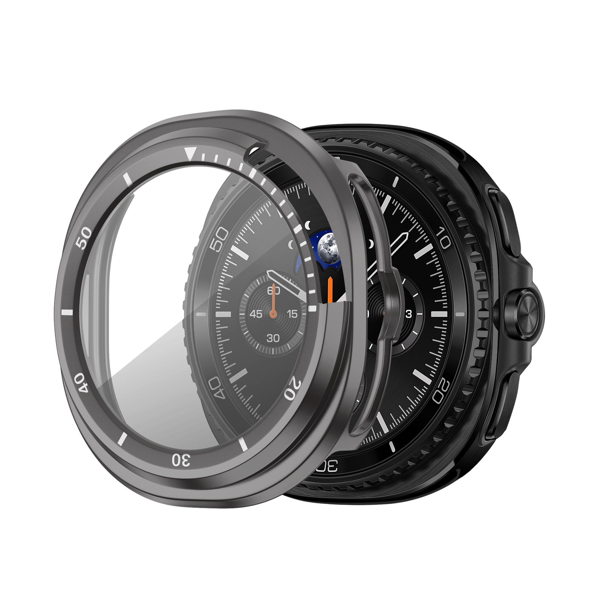 Bandz Samsung Galaxy Watch 8 Classic Bezel Cover with Glass (Titanium Grey/White)