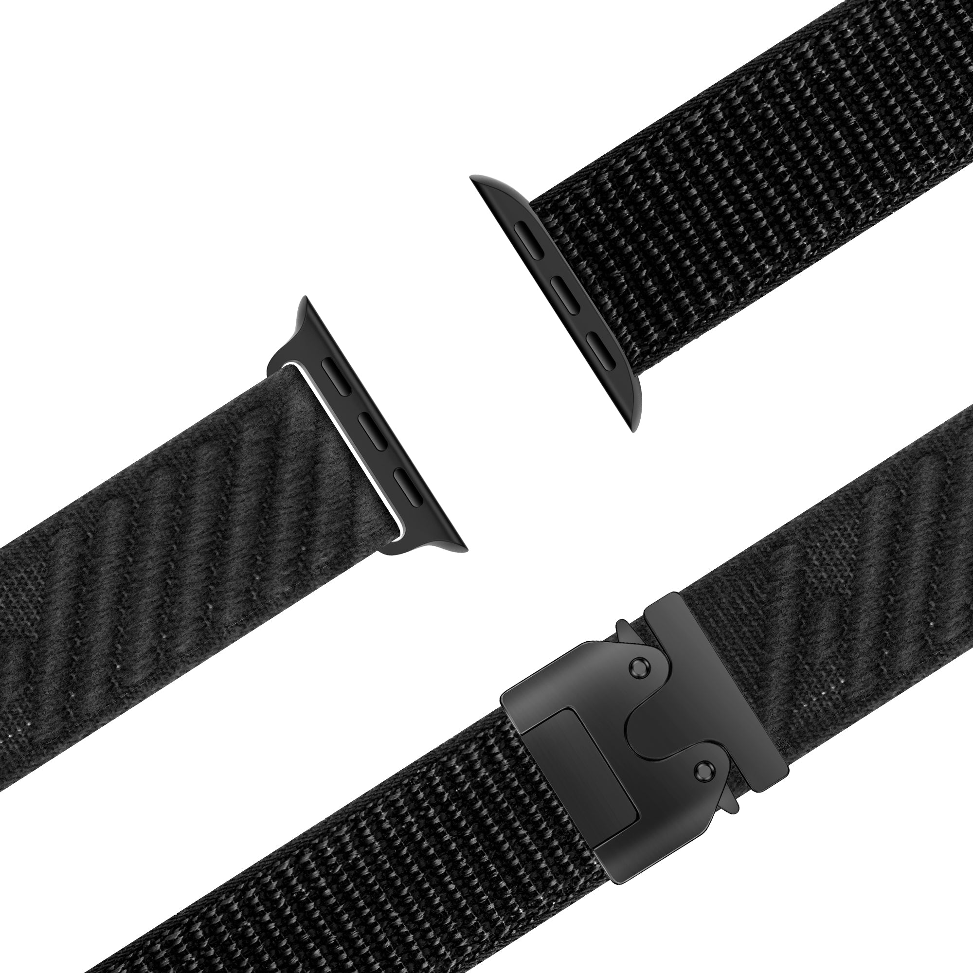 Bandz Apple Watch Nylon Strap 'Wave' with P-Buckle (Black)