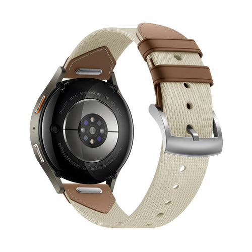 Bandz Huawei Watch GT 5 Pro - 42mm Leather Hybrid Strap 'Easy Fit' (Beige/Brown)