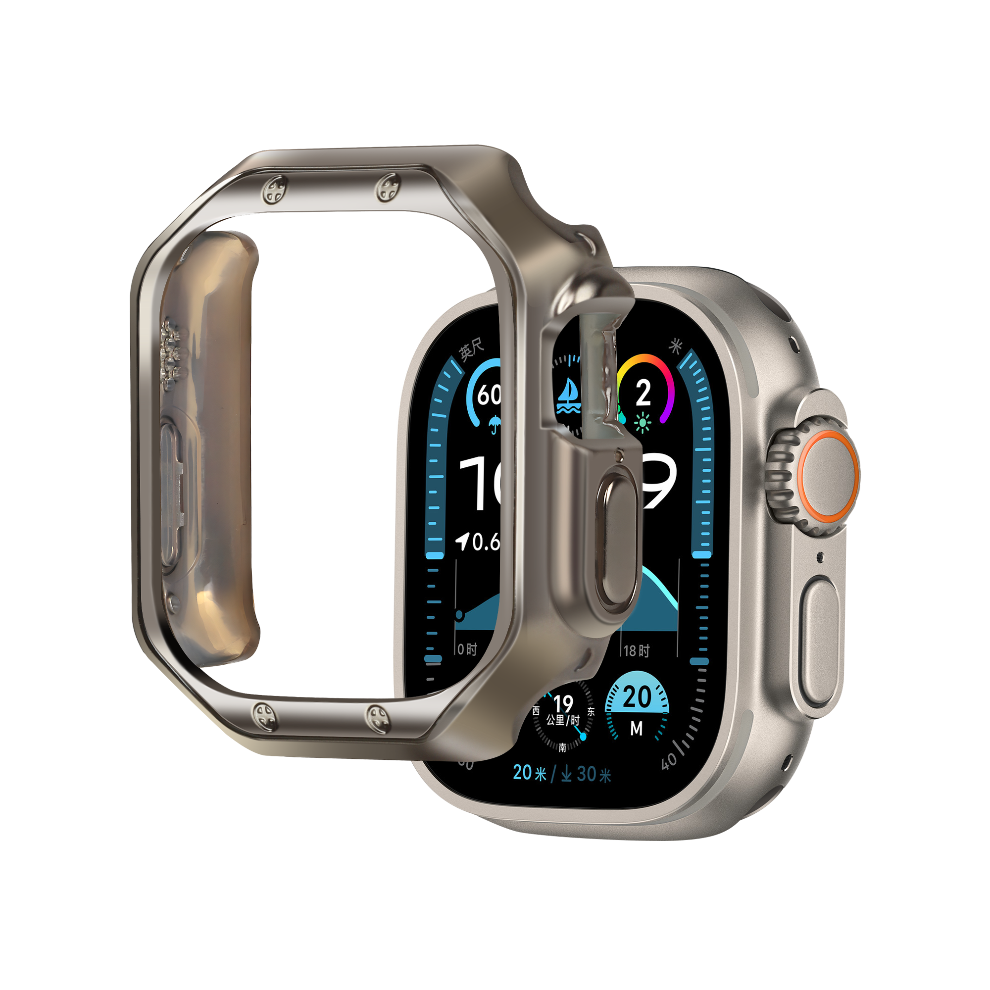 Bandz Apple Watch Ultra - 49mm Galvanized TPU Case  (Titanium)