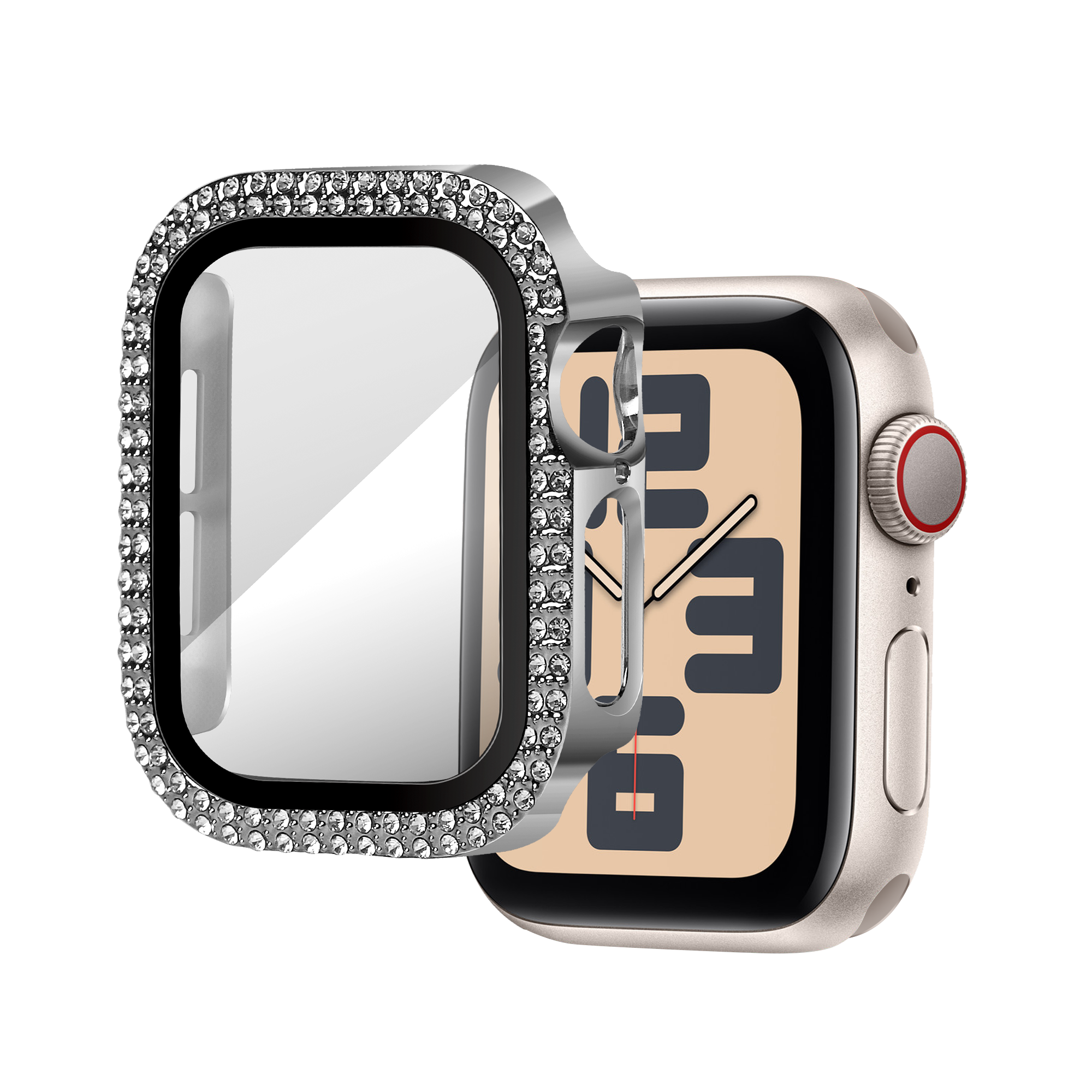 Bandz Apple Watch 11 - 42mm Diamond Case with Glass (Silver)
