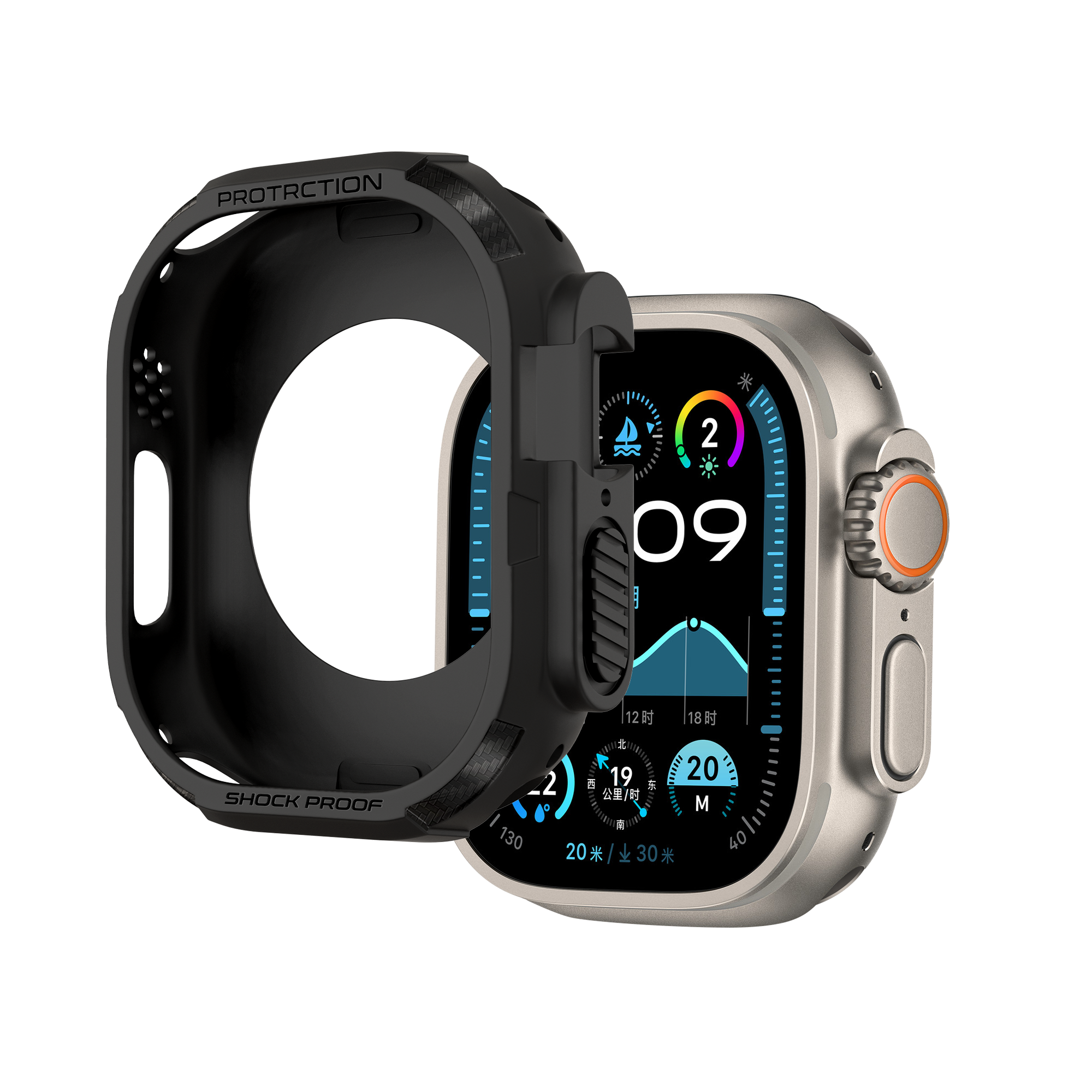 Bandz Apple Watch Ultra - 49mm Rugged TPU Case (Black)