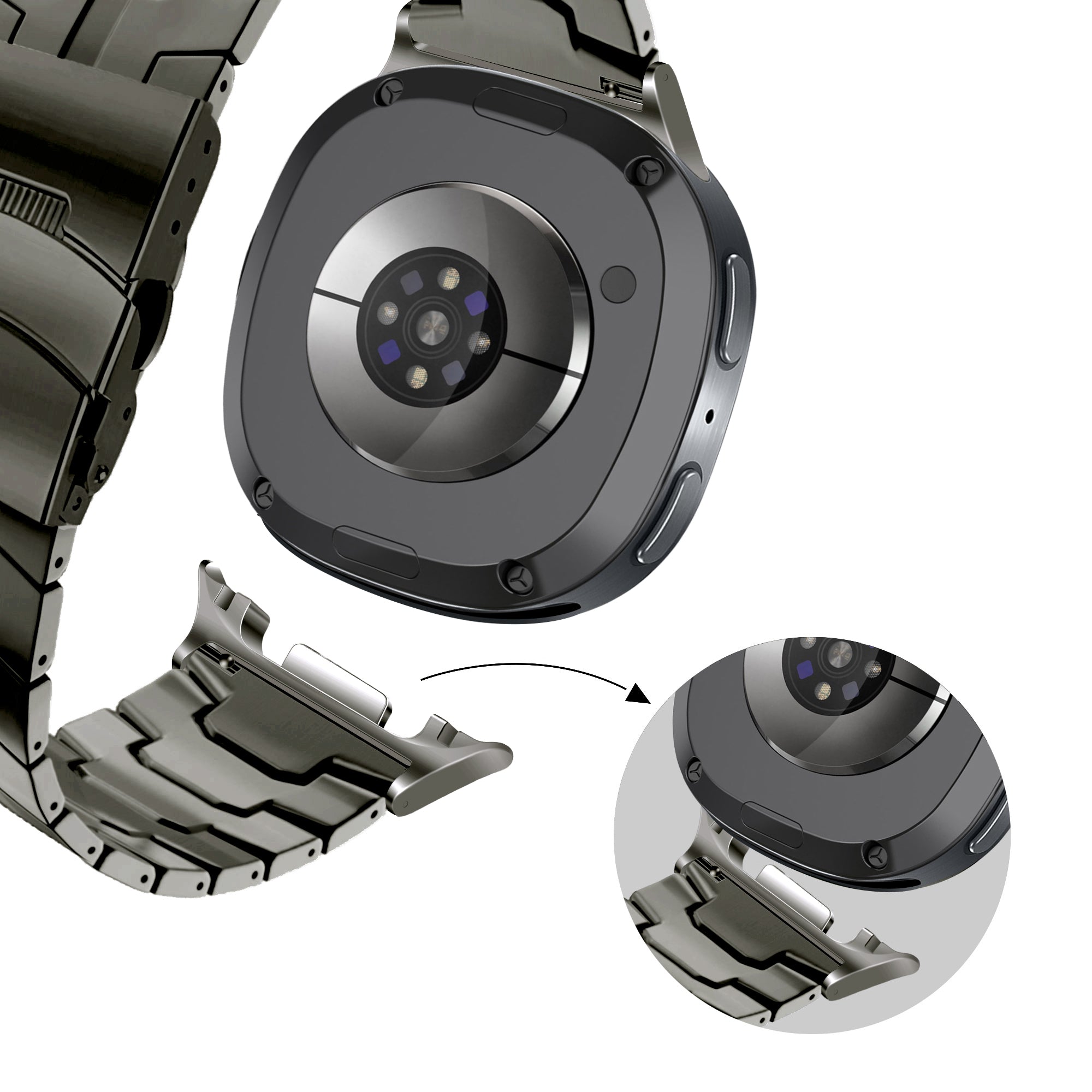 Bandz Samsung Galaxy Watch 8 - 44mm Steel Strap 'Iron' (Graphite)