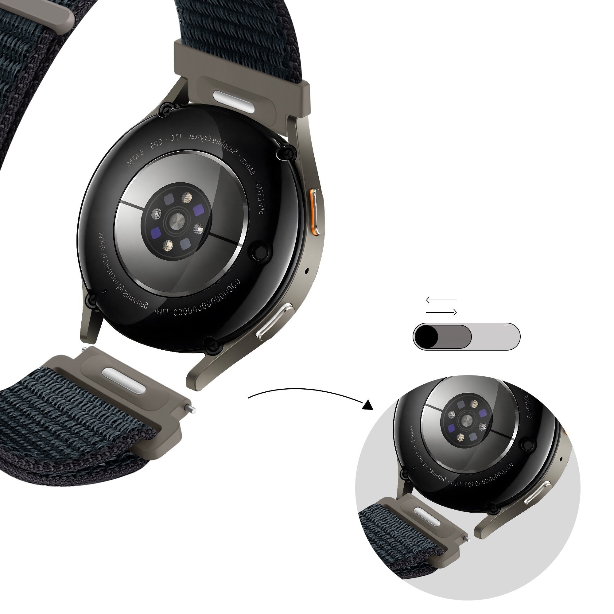 Bandz Samsung Galaxy Watch 4 - 40mm Nylon Strap 'Easy Fit' (Greyblue)
