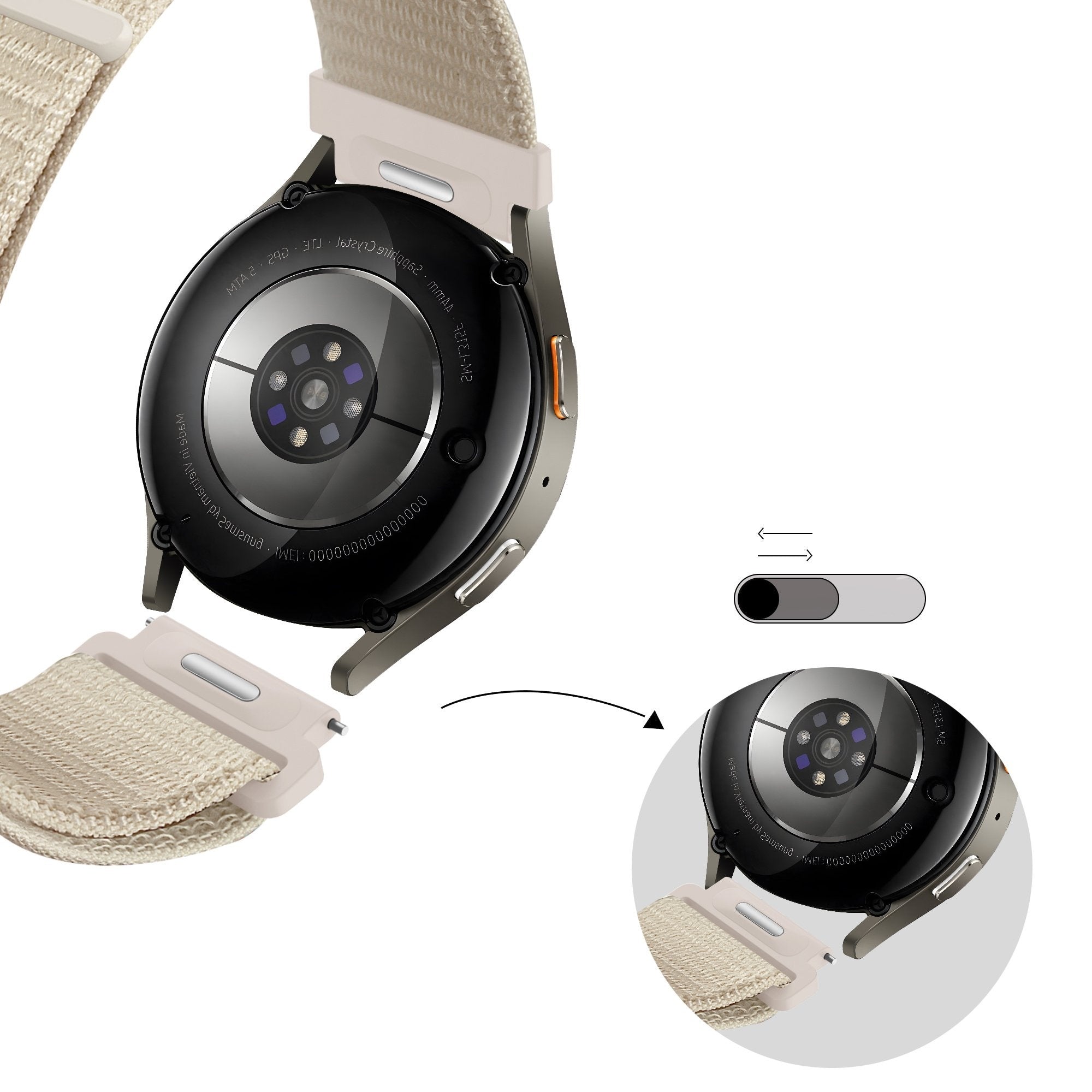 Bandz Samsung Galaxy Watch 6 - 40mm Nylon Strap 'Easy Fit' (Starlight)