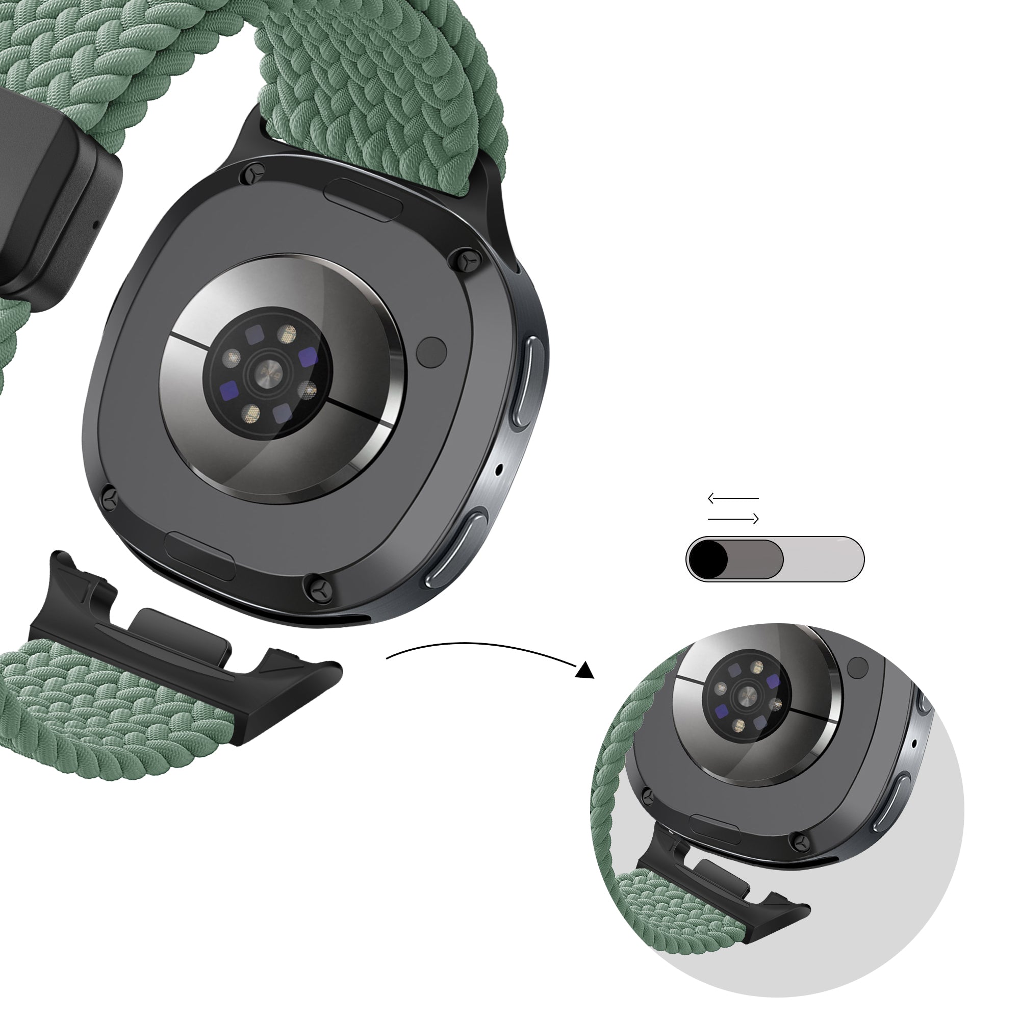 Bandz Samsung Galaxy Watch 8 - 44mm Magnetic Braided Strap (Pine Green)