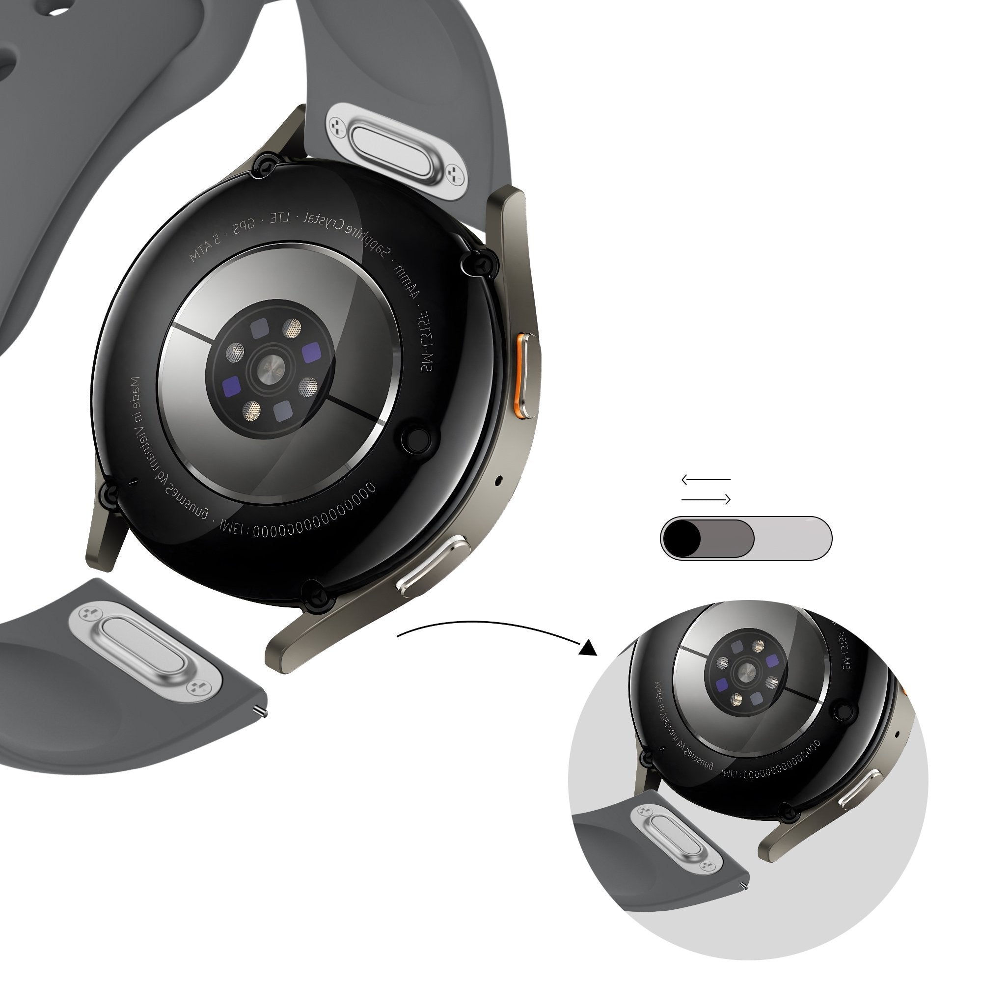 Bandz Samsung Gear S3 Sport Strap 'Easy Fit' (Grey)