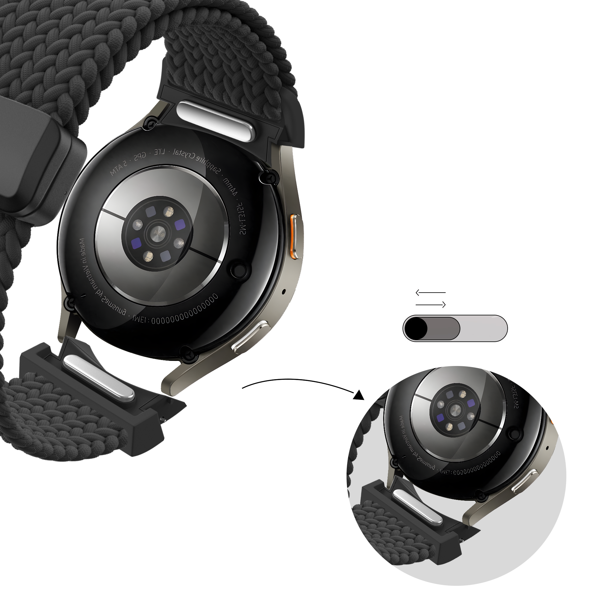 Bandz Samsung Galaxy Watch 4 Classic 46mm Braided Strap 'Easy Fit' (Black)