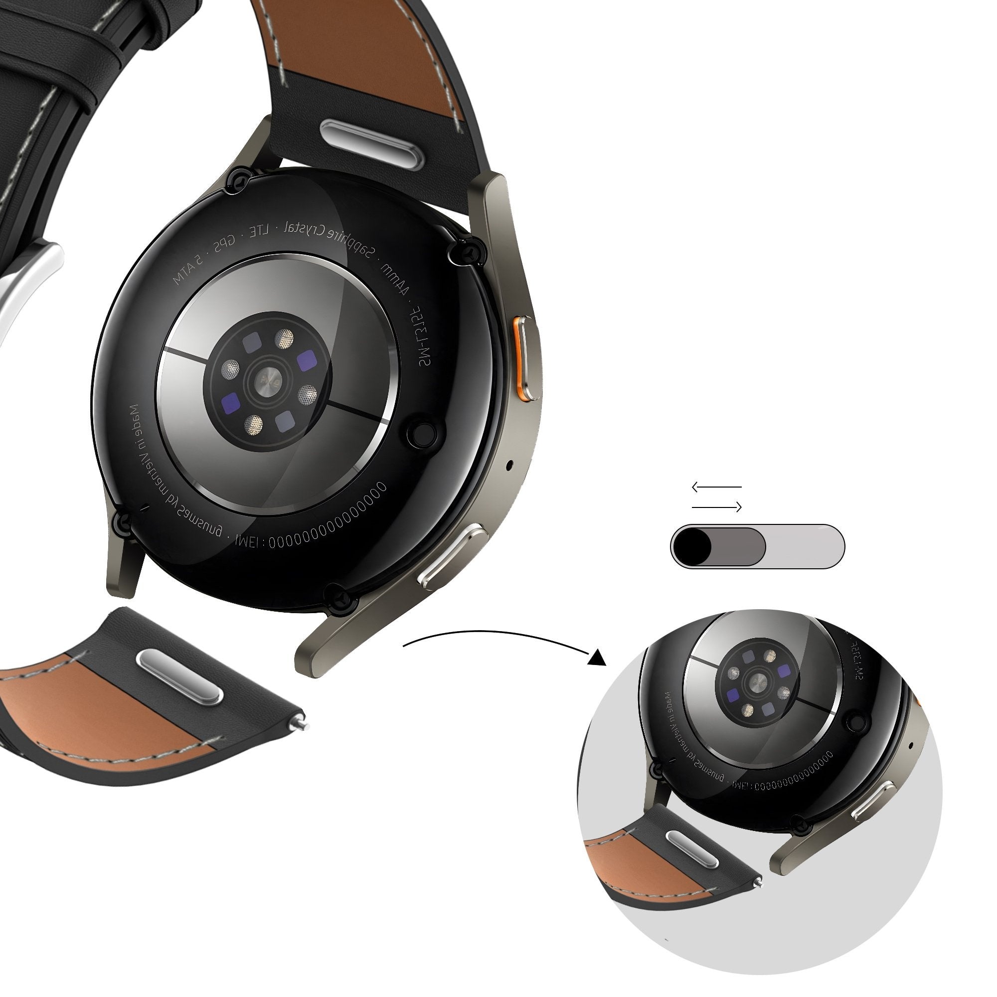 Bandz Samsung Galaxy Watch 4 Classic 42mm Leather Strap 'Easy Fit' (Black)