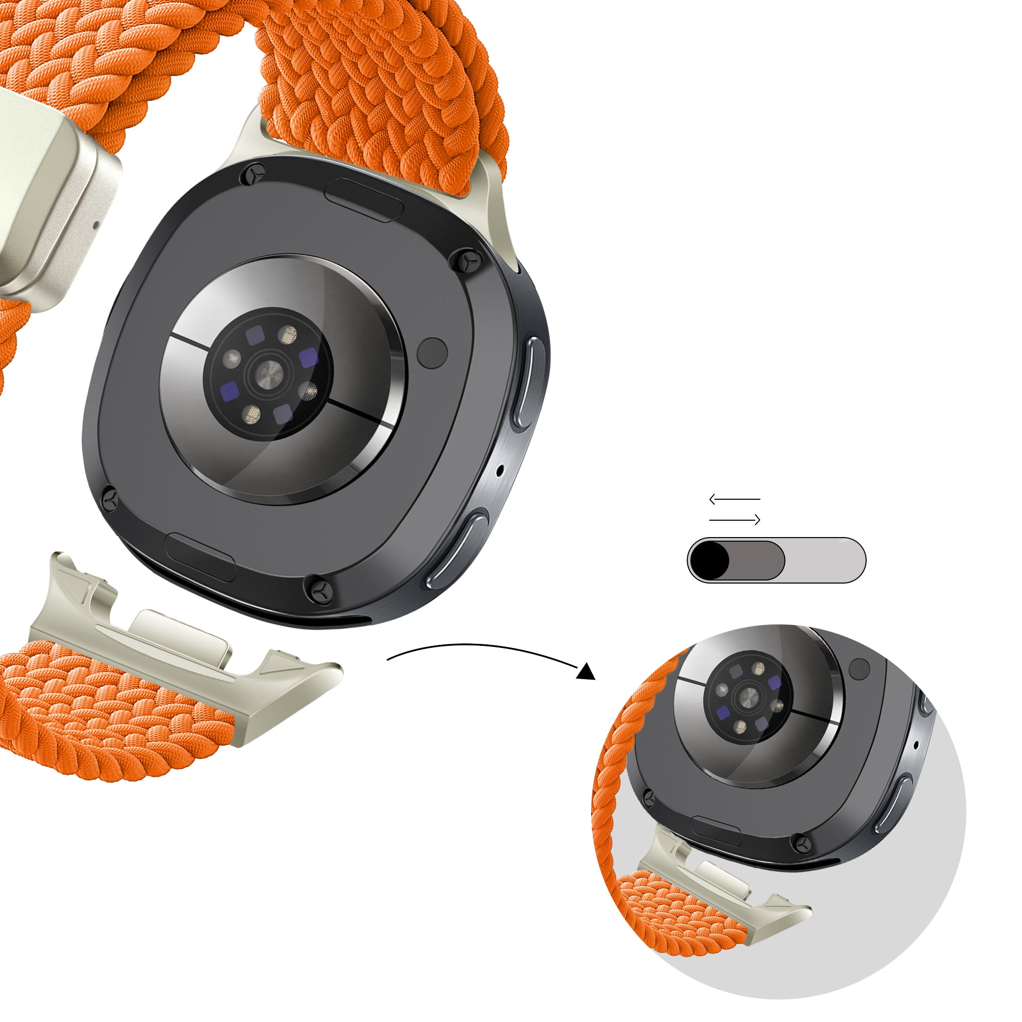 Bandz Samsung Galaxy Watch 8 - 40mm Magnetic Braided Strap (Orange)