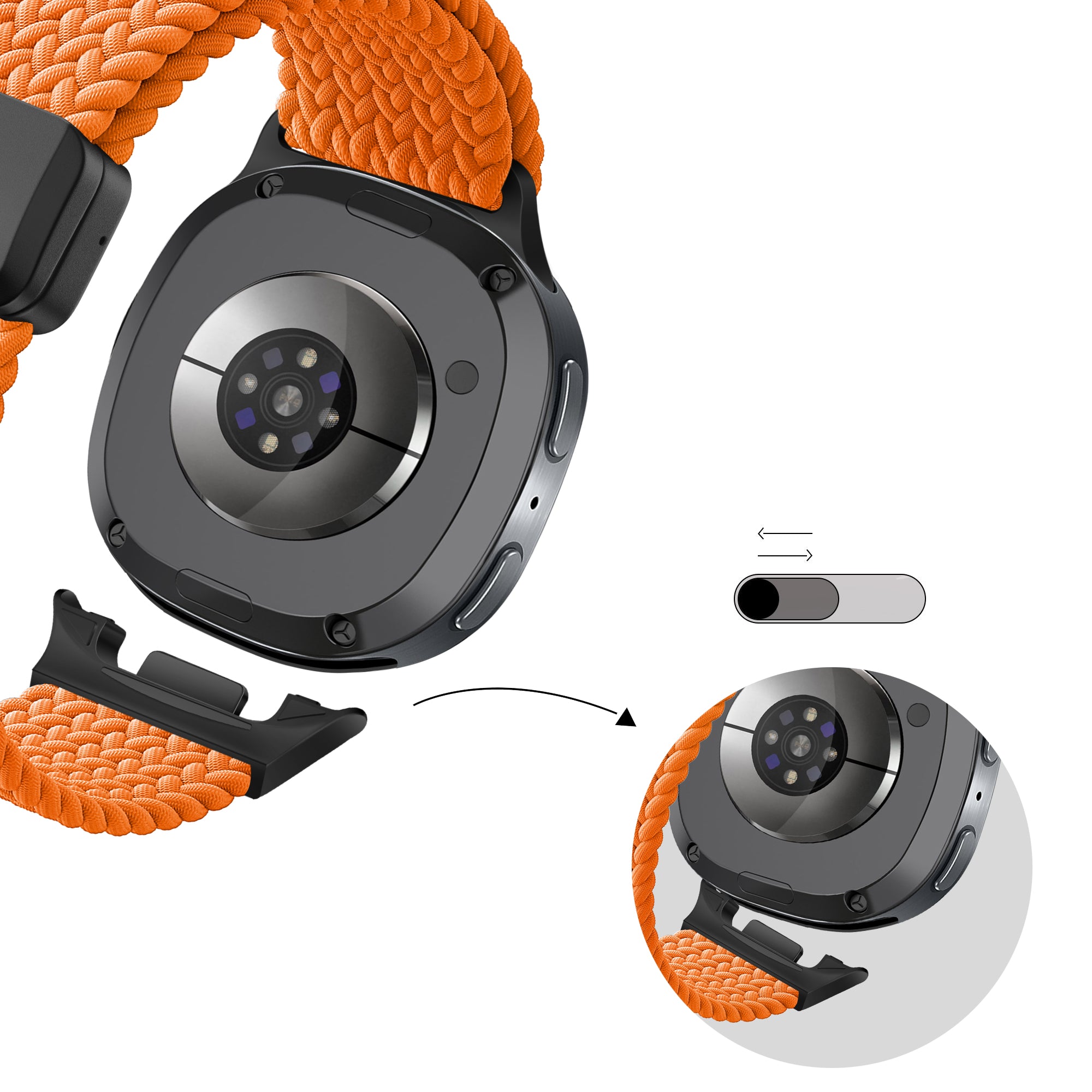 Bandz Samsung Galaxy Watch 8 - 44mm Magnetic Braided Strap (Orange)