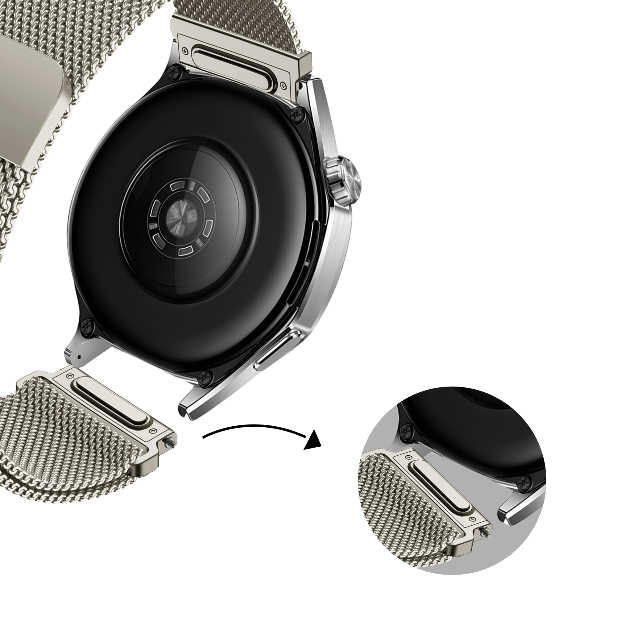 Bandz Withings Steel HR - 40mm Milanese Strap 'Easy fit' (Starlight)