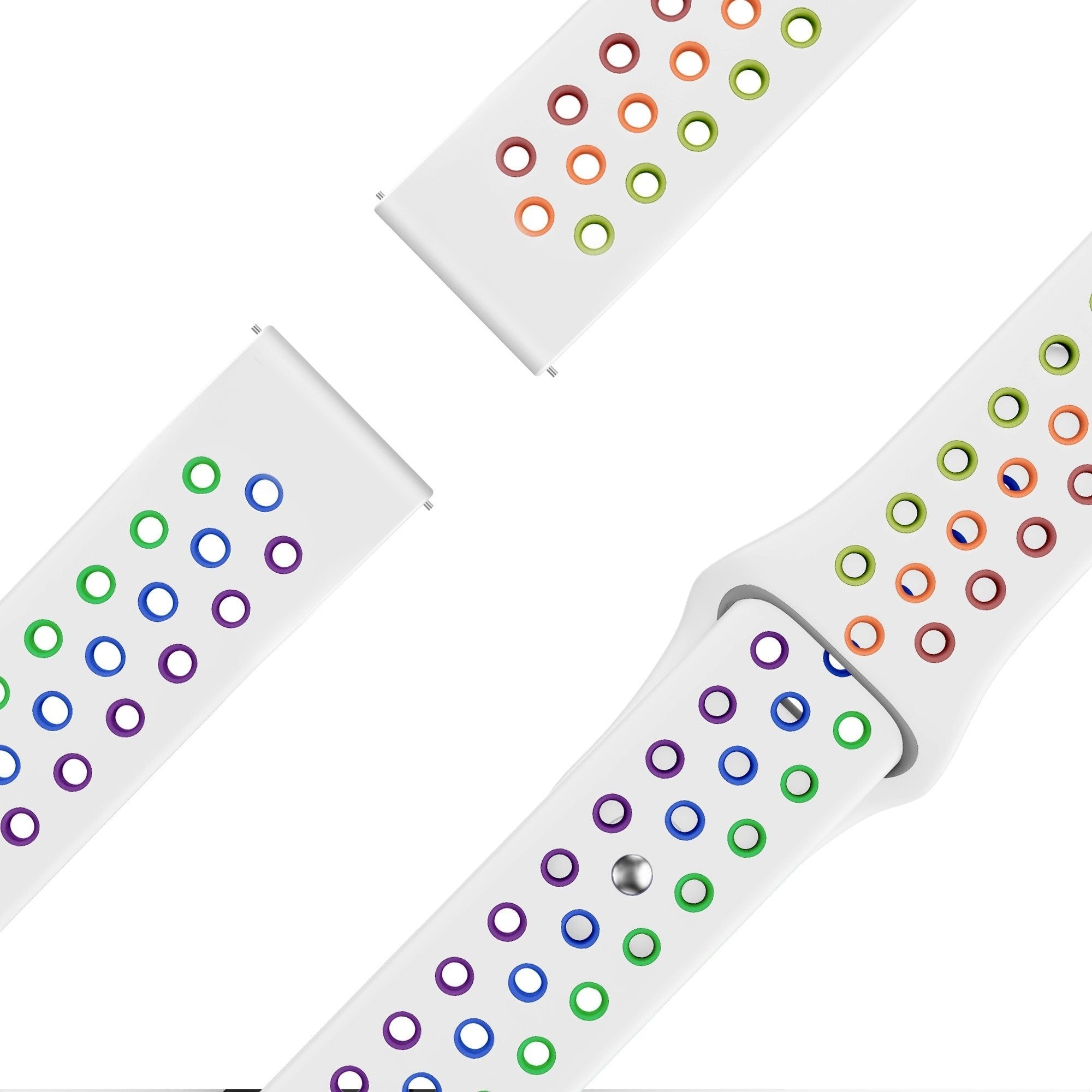 Bandz Amazfit Active 2 Sport Strap 'Deluxe' (White/Rainbow)