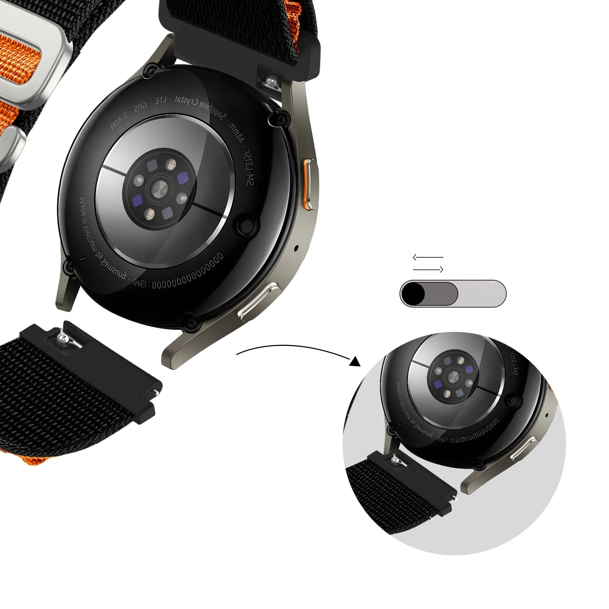 Bandz Polar Ignite 2 Alpine Nylon Strap (Black/Orange)