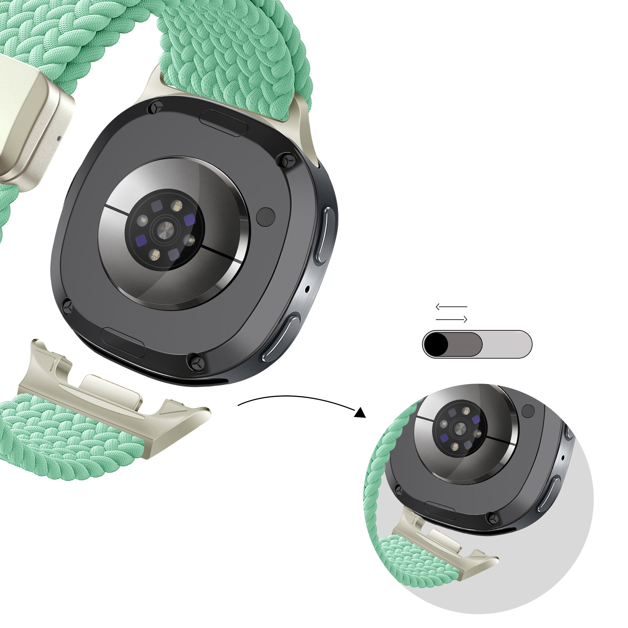 Bandz Samsung Galaxy Watch 8 - 44mm Magnetic Braided Strap (Mint Green)