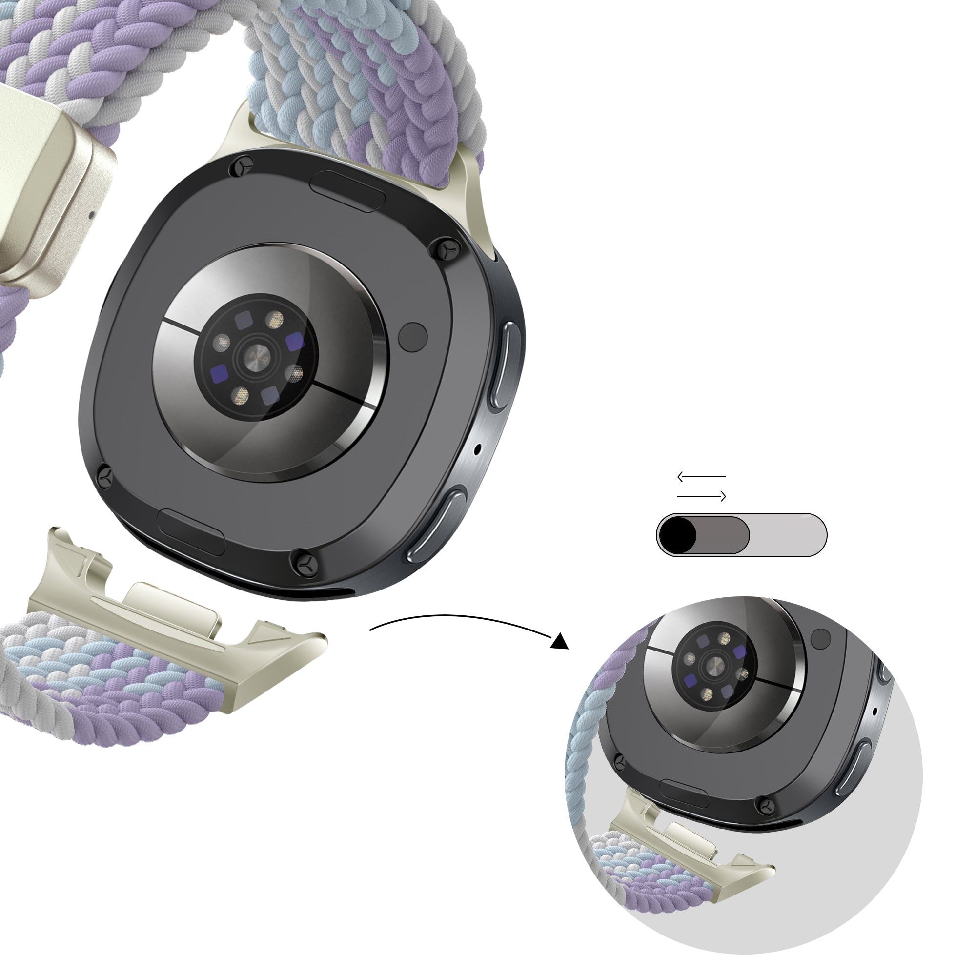 Bandz Samsung Galaxy Watch 8 - 44mm Magnetic Braided Strap (Purple Mix)