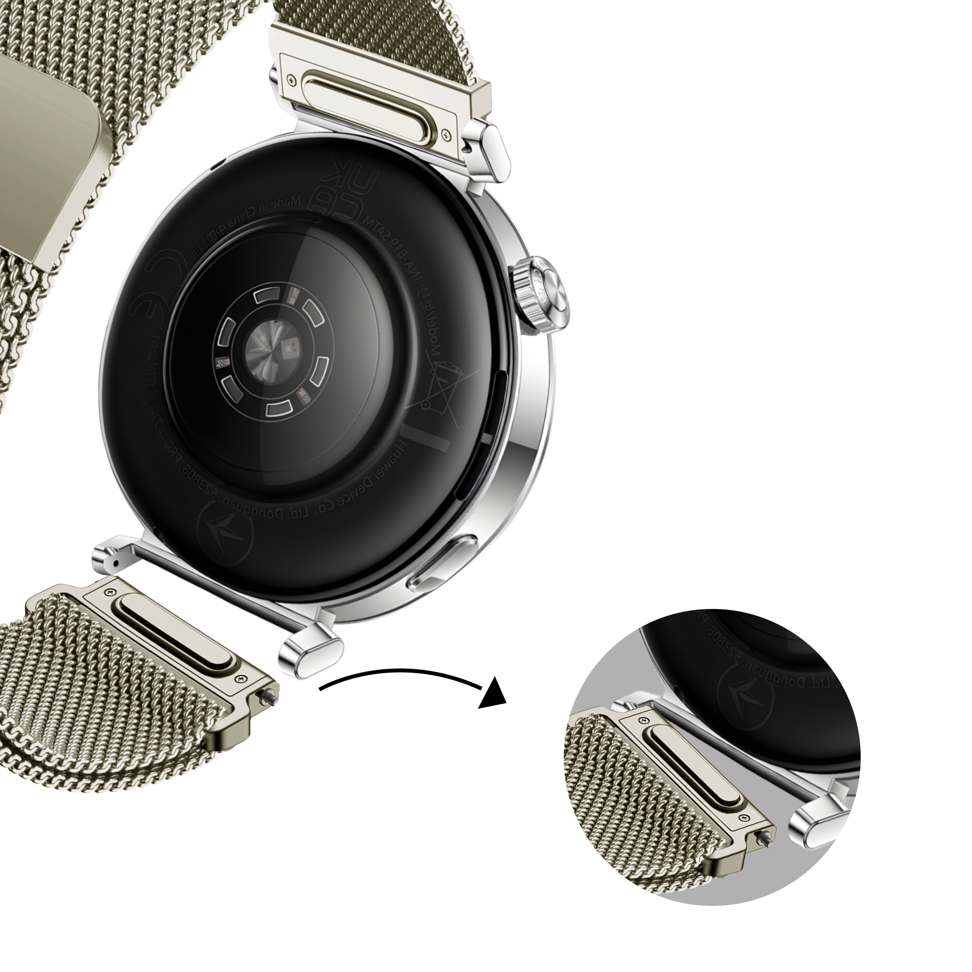 Bandz Huawei Watch GT 5 Pro - 42mm Milanese Strap 'Easy fit' (Starlight)