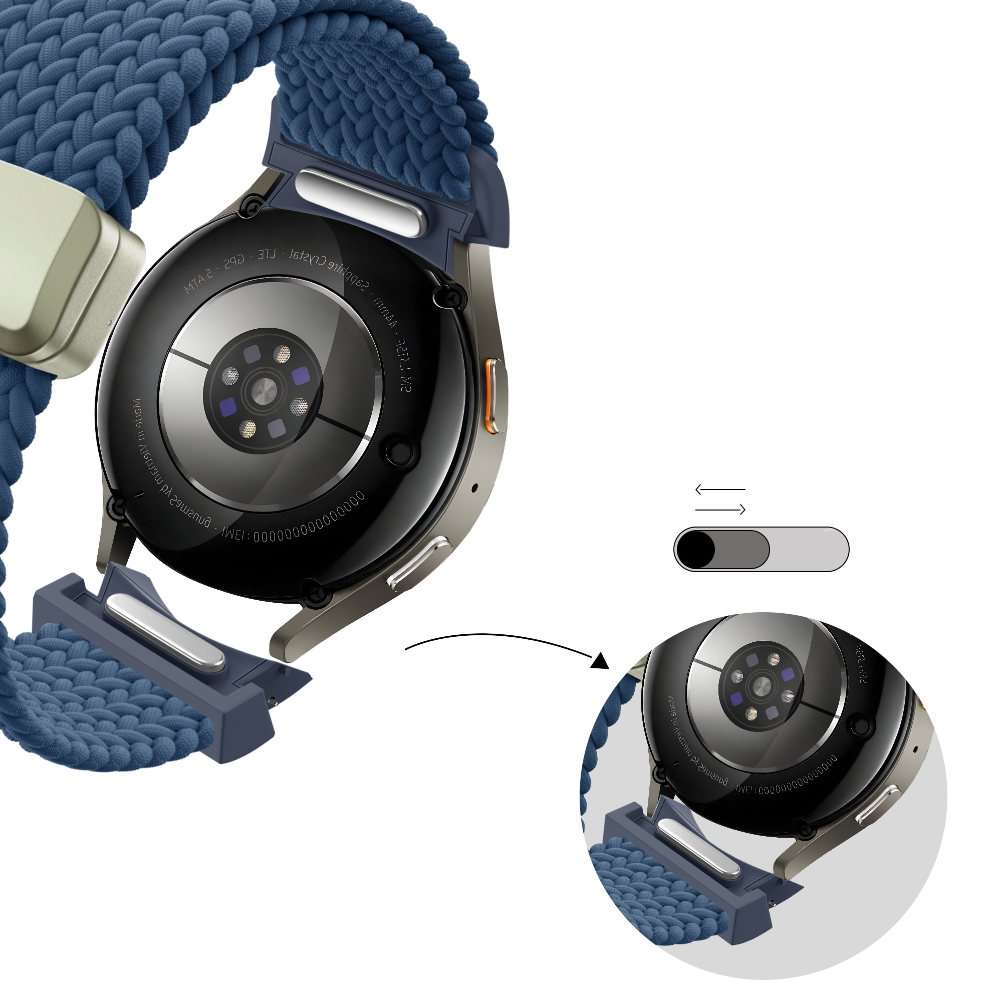 Bandz Samsung Galaxy Watch 4 44mm Braided Strap 'Easy Fit' (Blue)