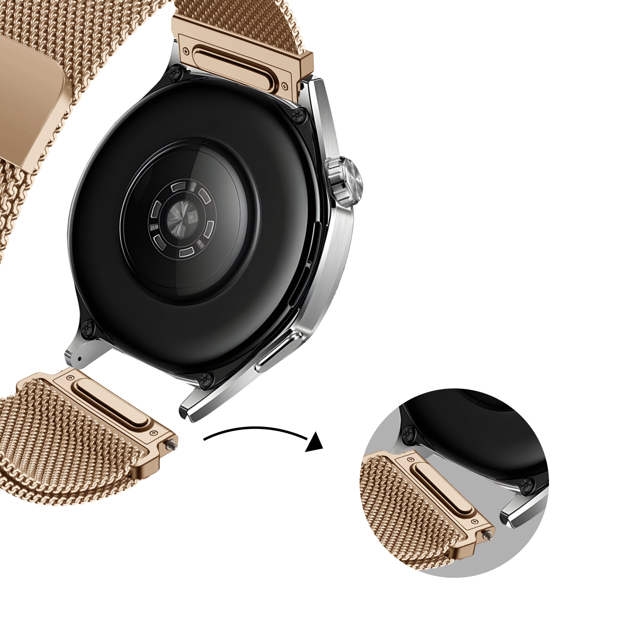 Bandz Coros Apex 2 Milanese Strap 'Easy fit' (Rose Gold)