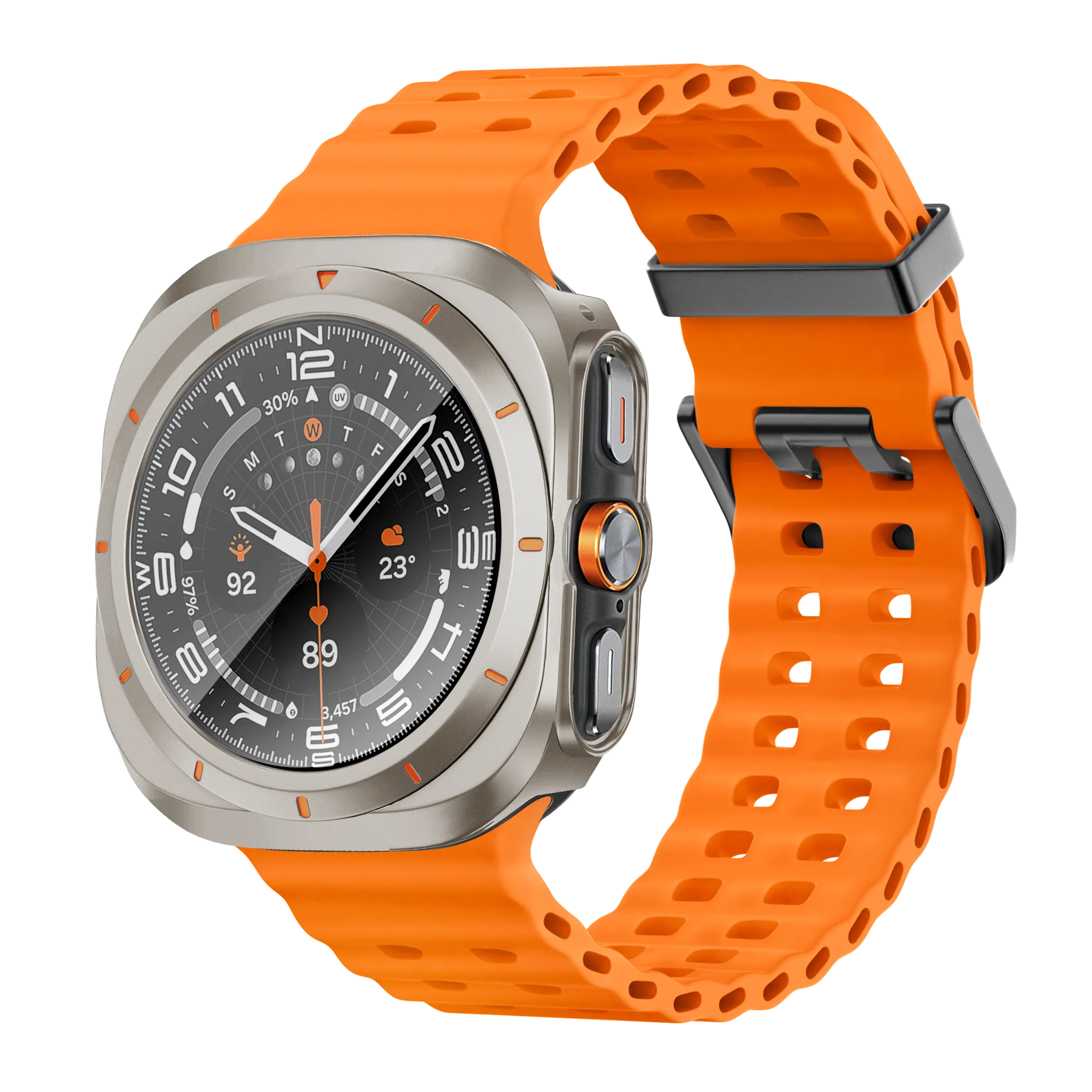 Bandz Samsung Galaxy Watch Ultra Bezel PC Case (Titanium with Orange)