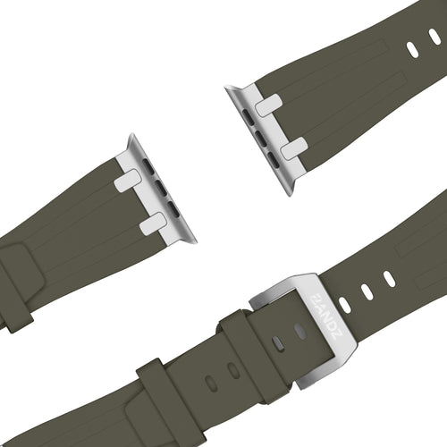 Bandz Apple Watch Silicone Strap 'Luxe Liquid' (Brown With Silver)
