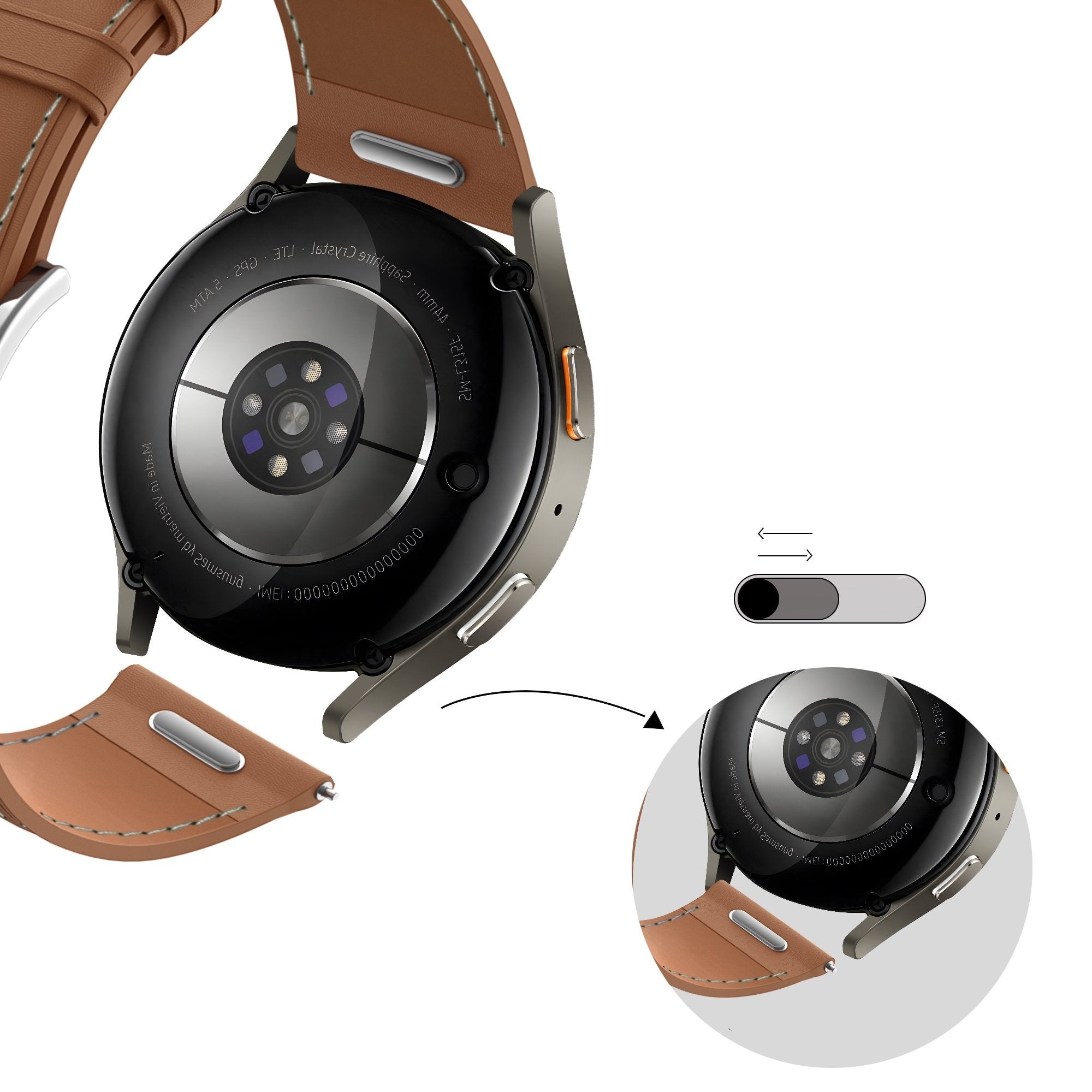 Bandz Samsung Galaxy Watch 4 Classic 42mm Leather Strap 'Easy Fit' (Brown)