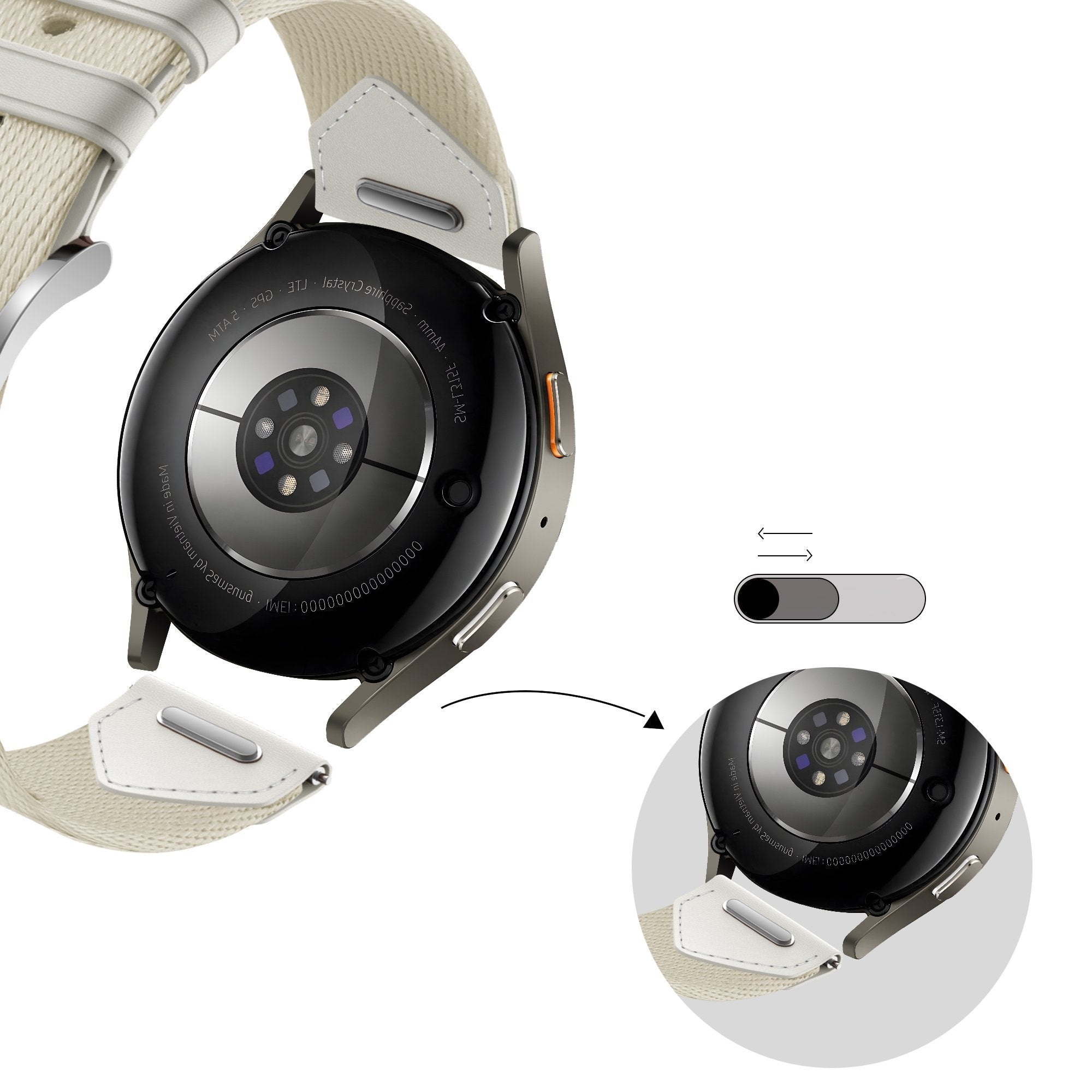 Bandz Huawei Watch GT 6 - 41mm Leather Hybrid Strap 'Easy fit' (Starlight)