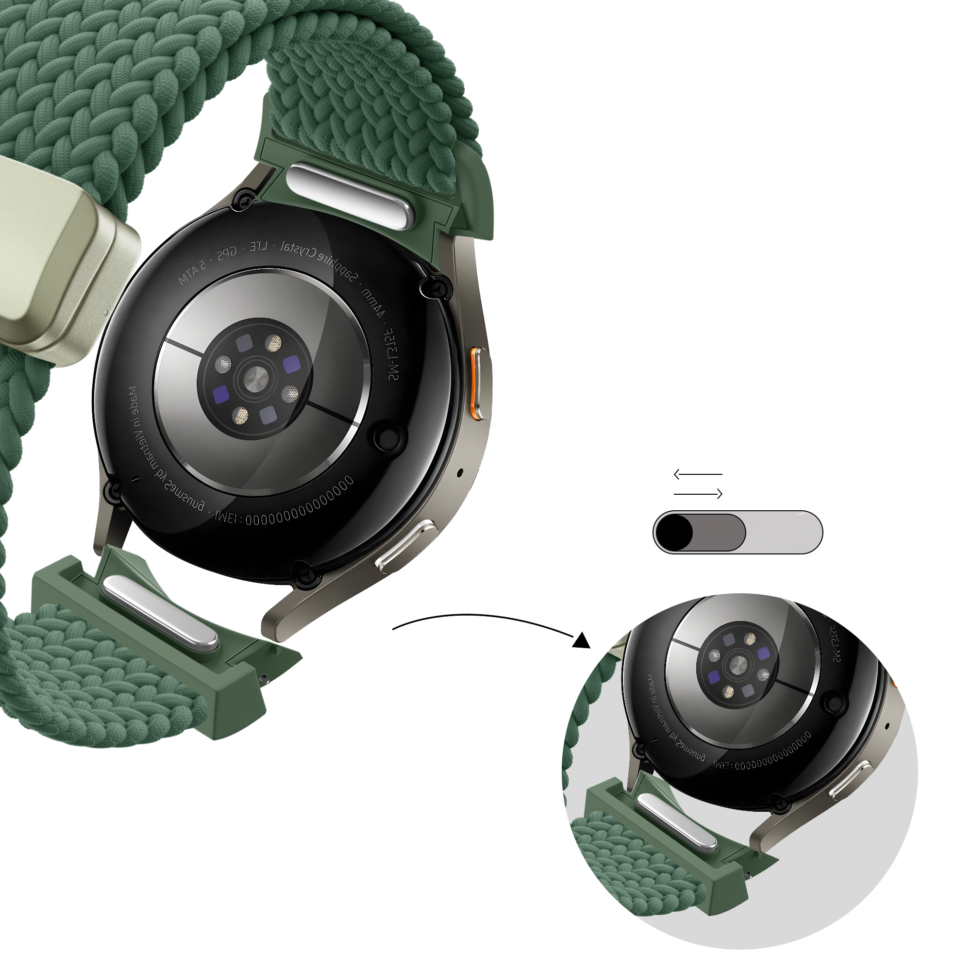 Bandz Samsung Galaxy Watch 4 Classic 46mm Braided Strap 'Easy Fit' (Green)