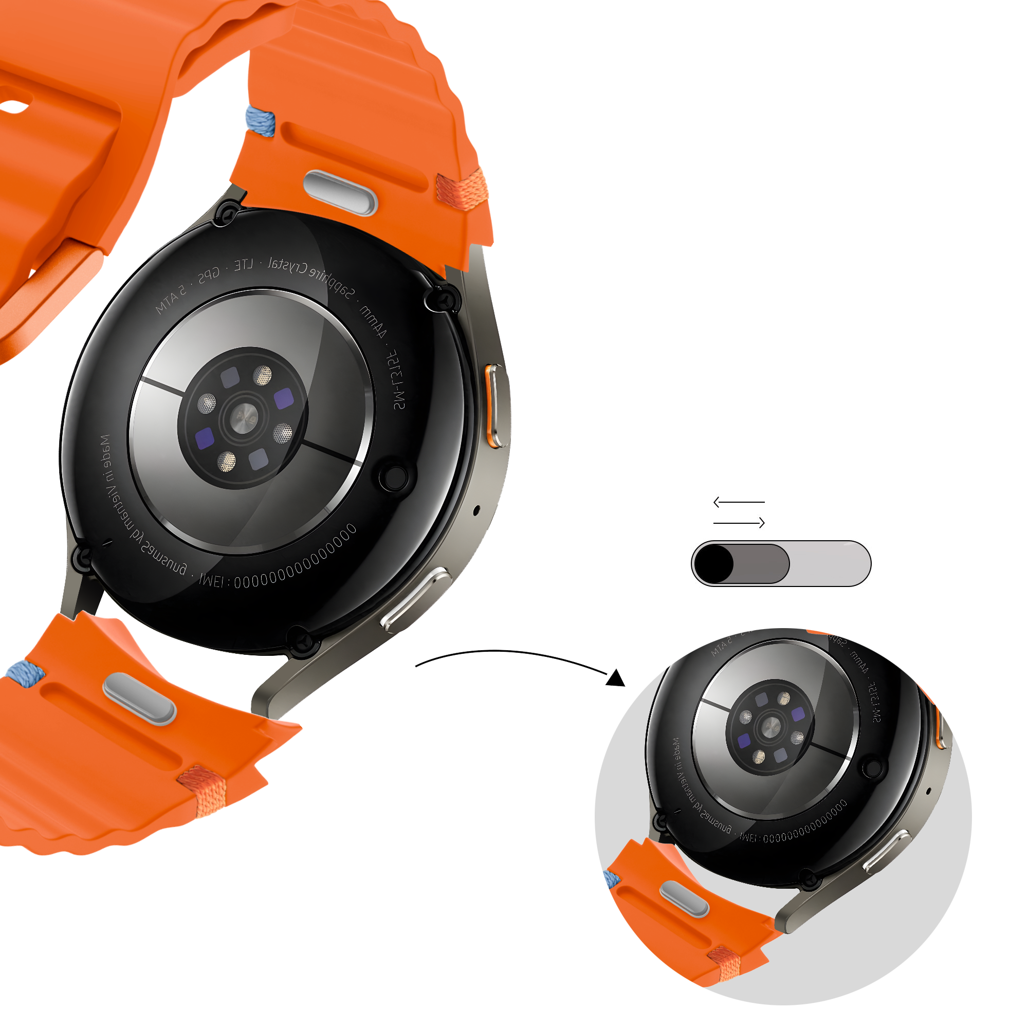 Bandz Samsung Galaxy Watch 5 - 44mm Wave Strap 'Easy Fit' (Orange)