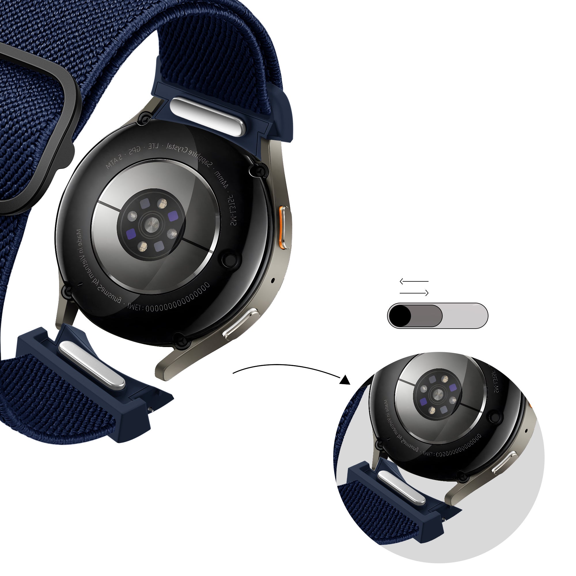 Bandz Samsung Galaxy Watch 4 44mm Elastic Strap 'Easy Fit' (Dark Blue)