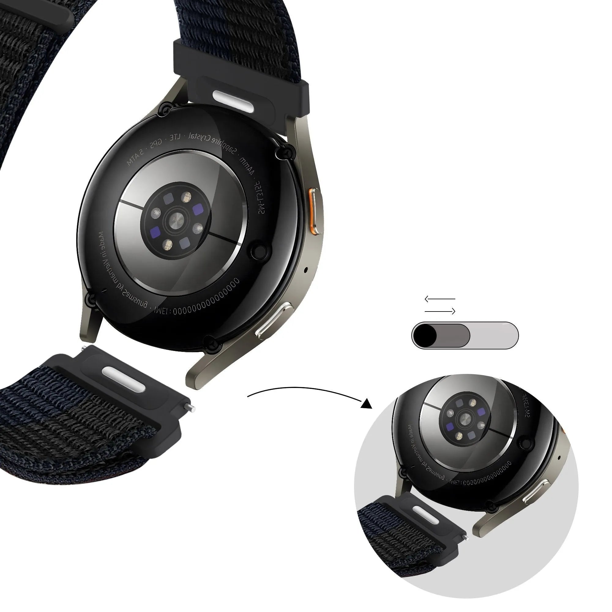 Bandz Oppo Watch X Nylon Strap 'Easy Fit' (Black/Blue)