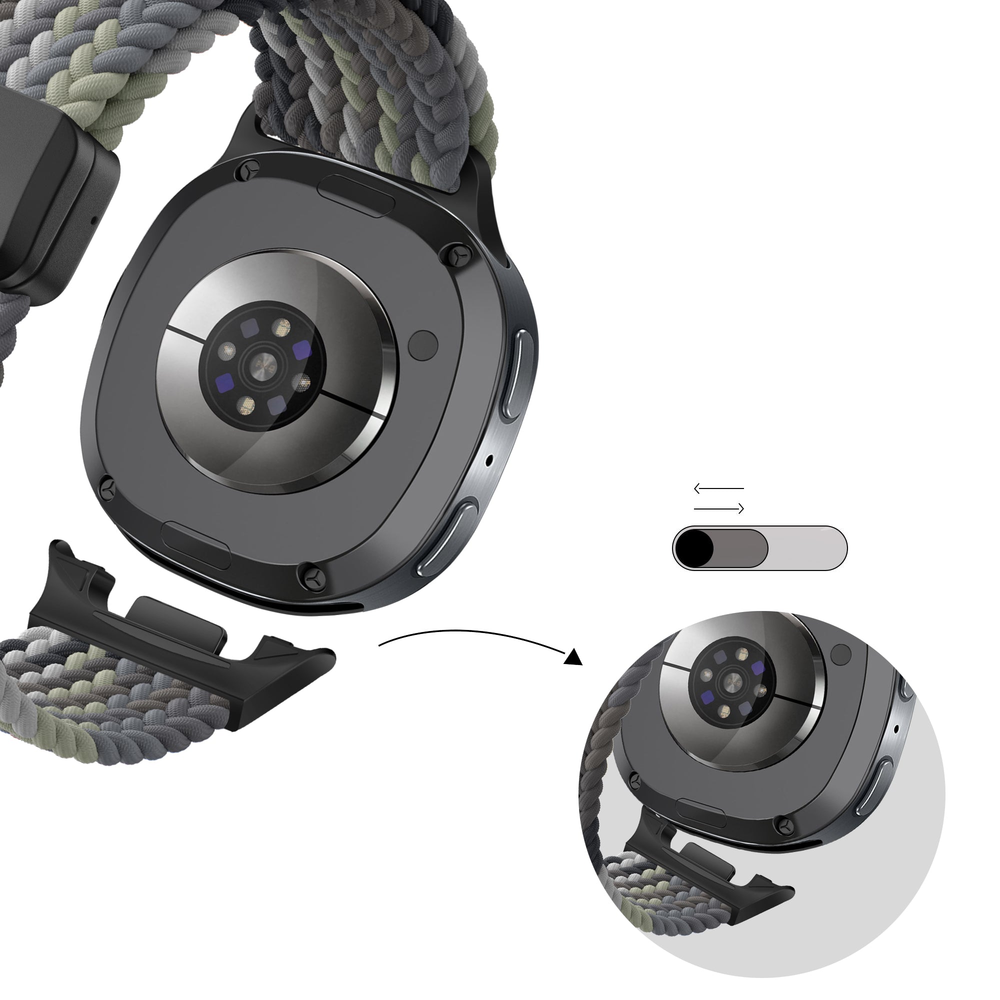 Bandz Samsung Galaxy Watch 8 - 44mm Magnetic Braided Strap (Mandala Black)