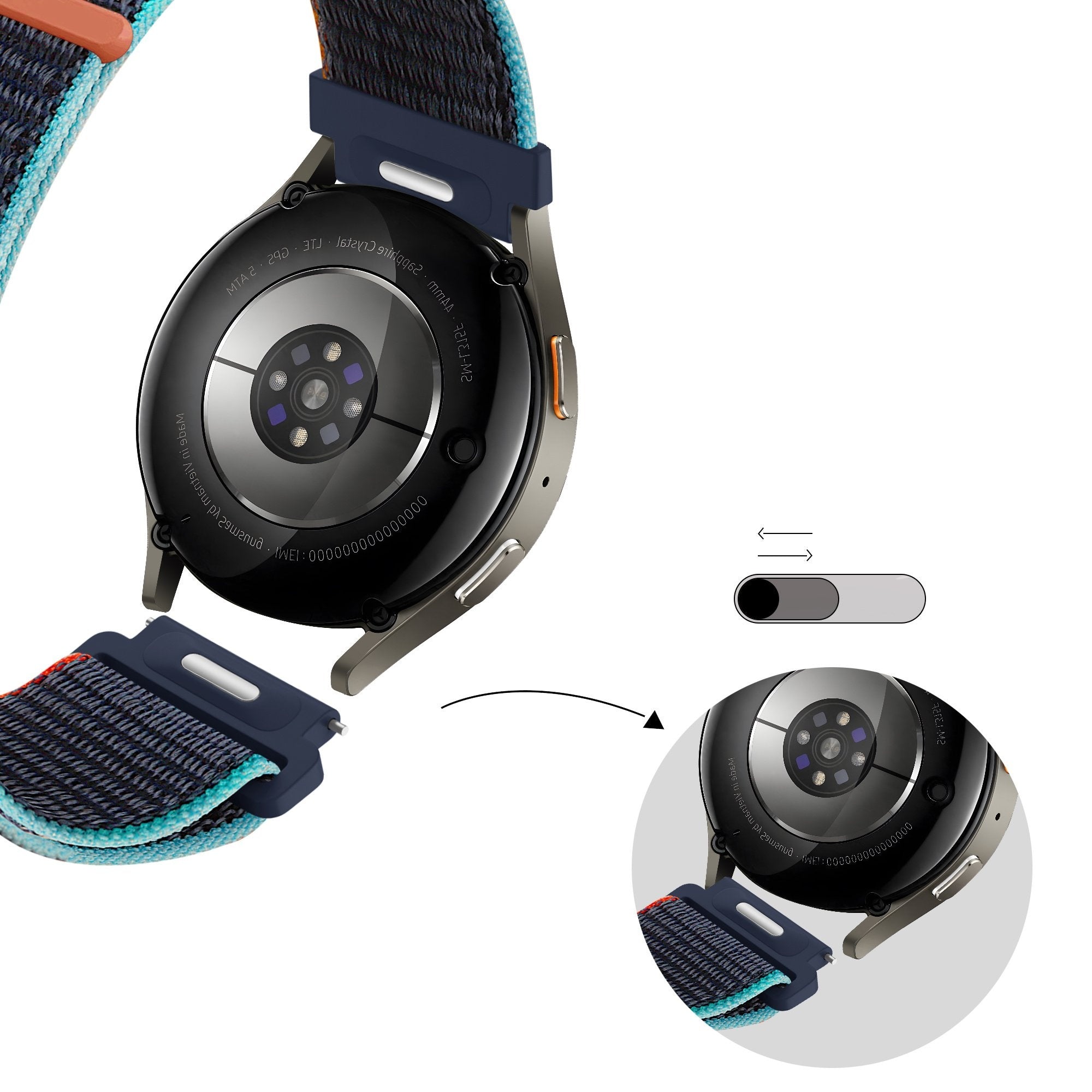 Bandz Xiaomi Amazfit Bip Nylon Strap 'Easy Fit' (Dark Blue Mix)