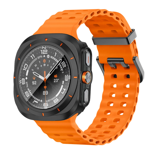 Bandz Samsung Galaxy Watch Ultra Bezel PC Case (Black with Orange)