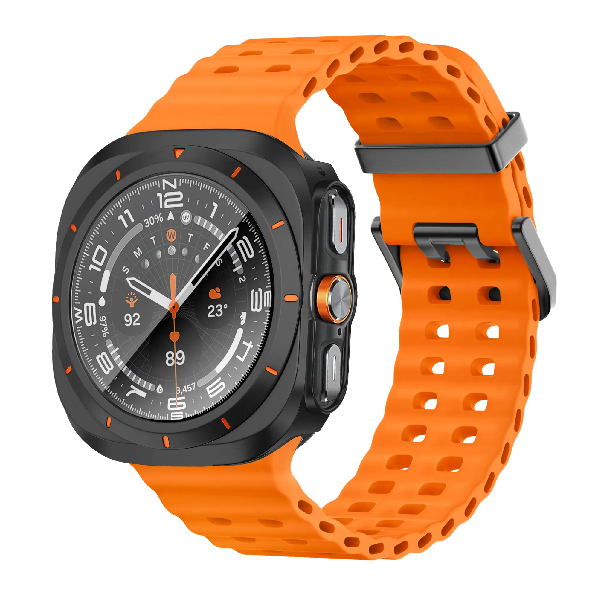 Bandz Samsung Galaxy Watch Ultra Bezel PC Case (Black with Orange)
