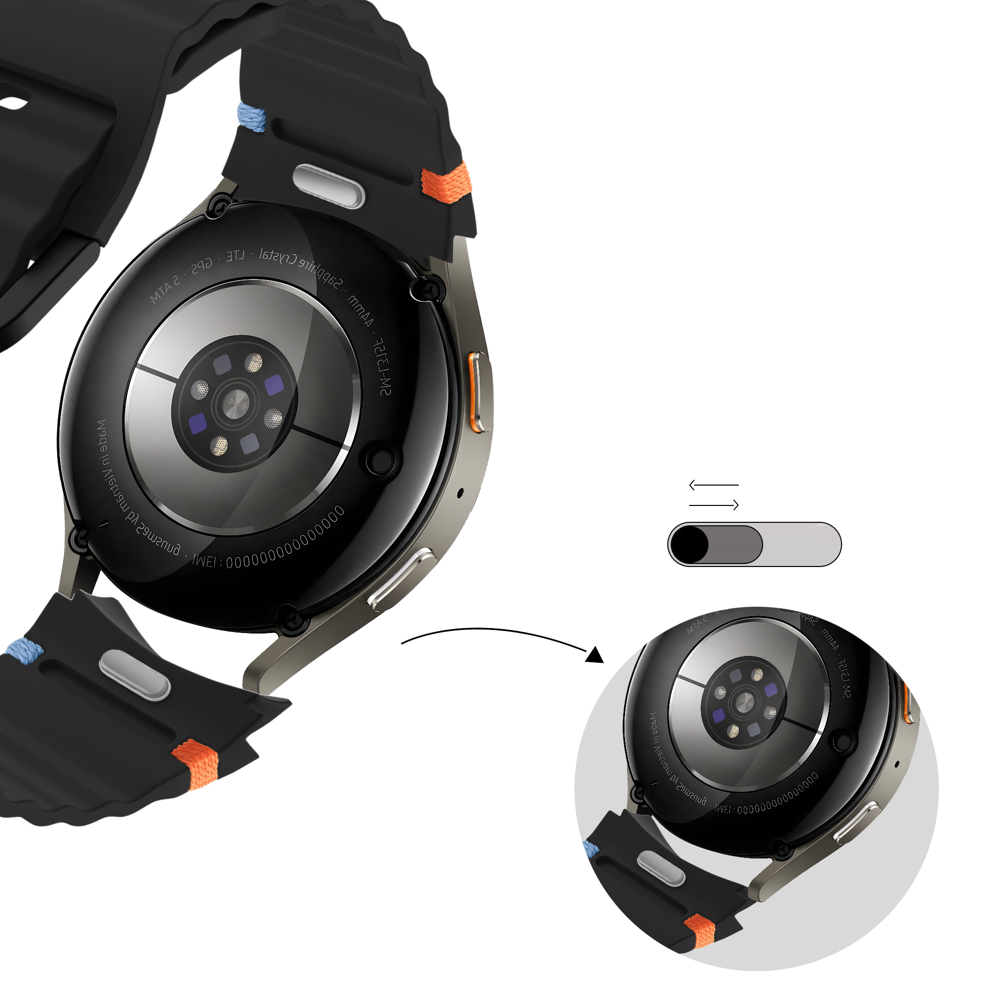 Bandz Samsung Galaxy Watch 6 - 40mm Wave Strap 'Easy Fit' (Black)