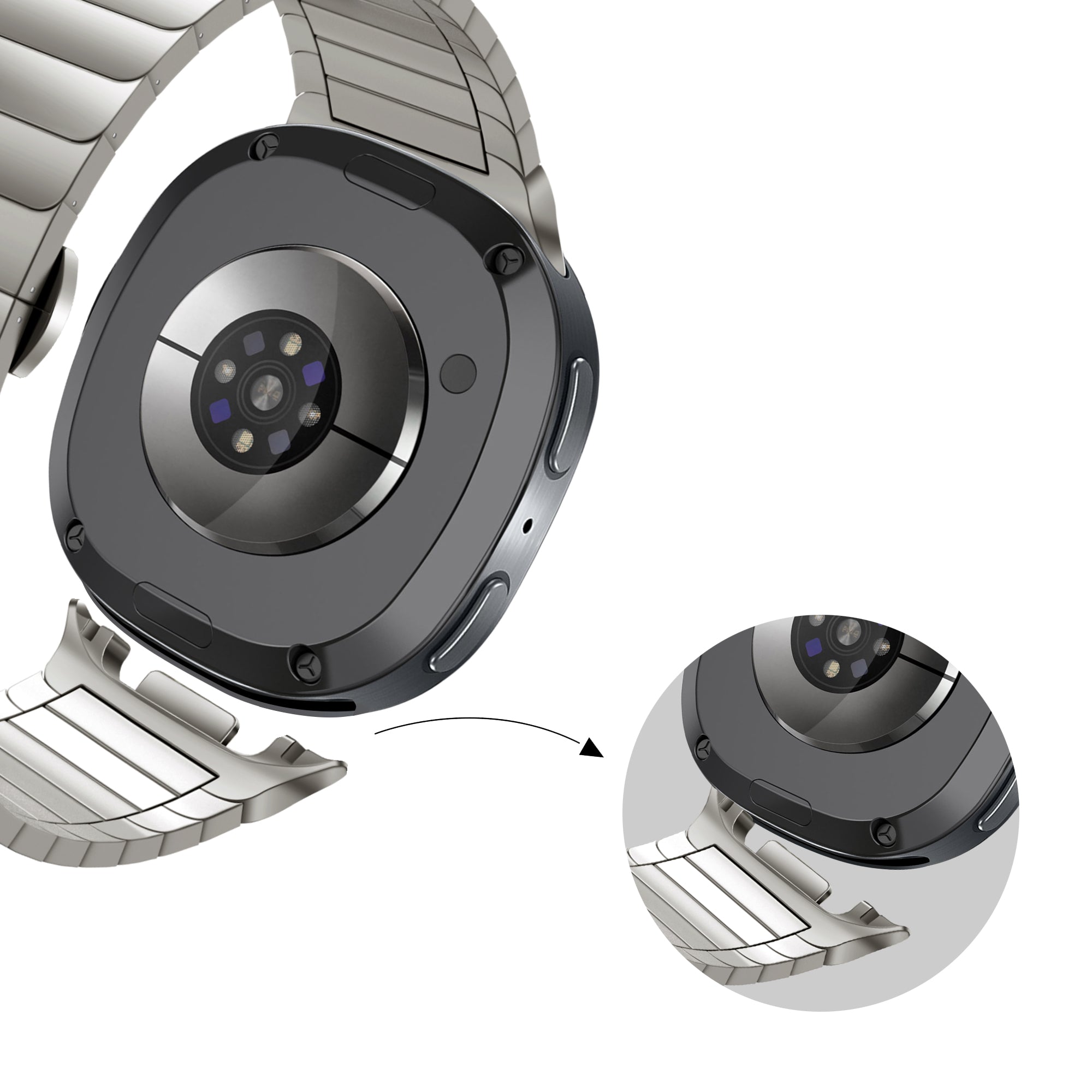 Bandz Samsung Galaxy Watch 8 - 40mm Steel Strap 'One Bead' (Titanium)