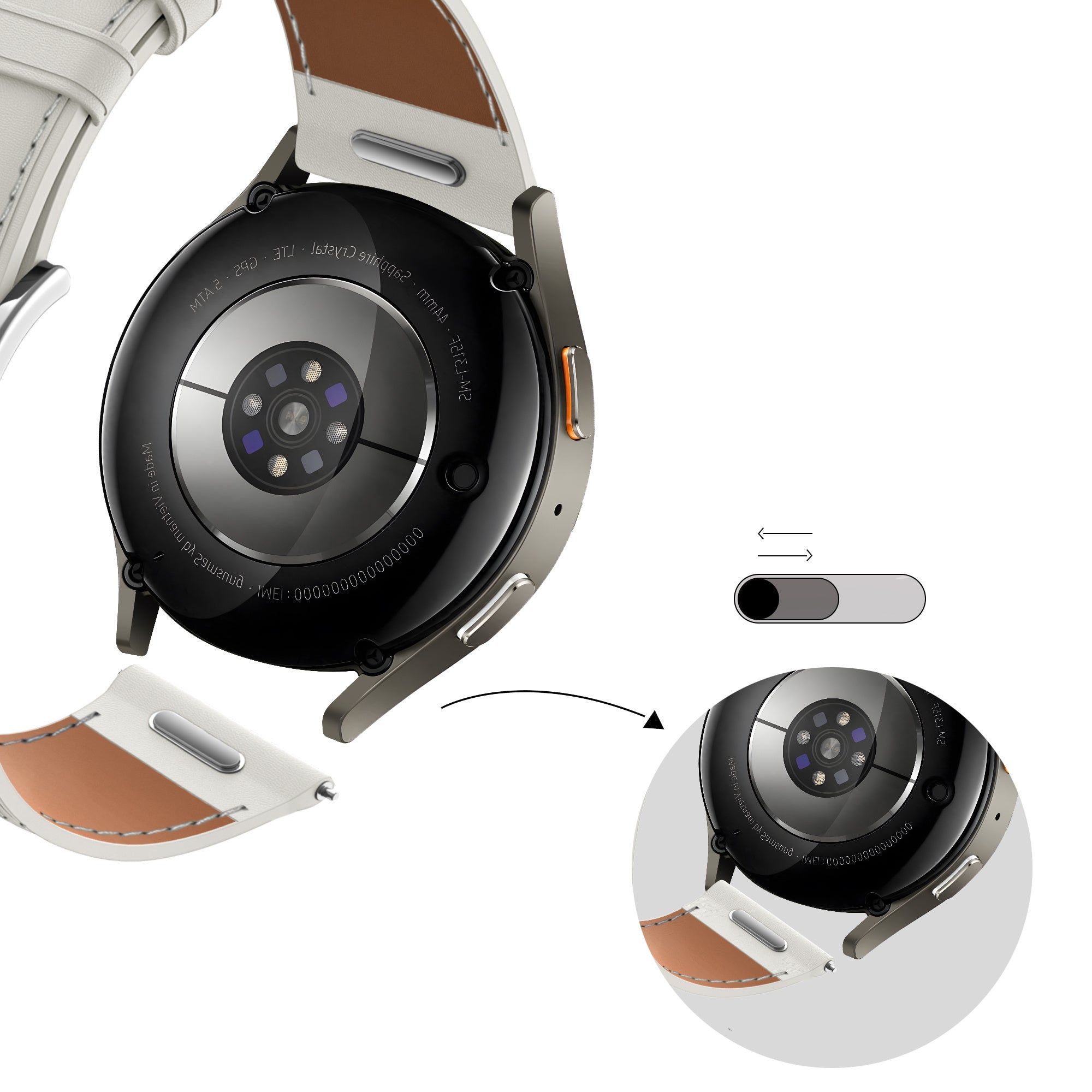Bandz Huawei Watch GT 5 Pro - 42mm Leather Strap 'Easy Fit' (White)