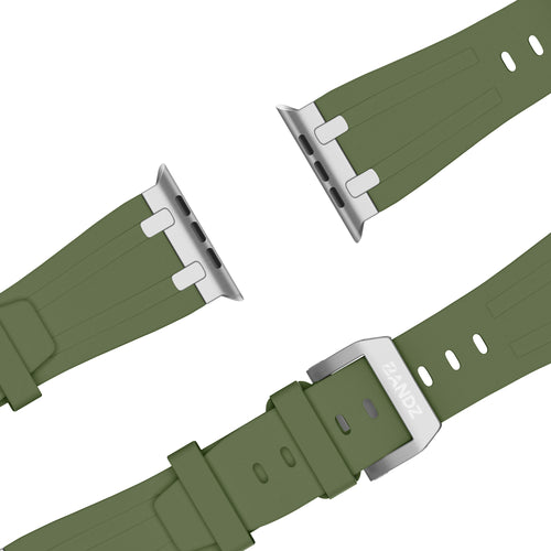 Bandz Apple Watch Silicone Strap 'Luxe Liquid' (Green with Silver)