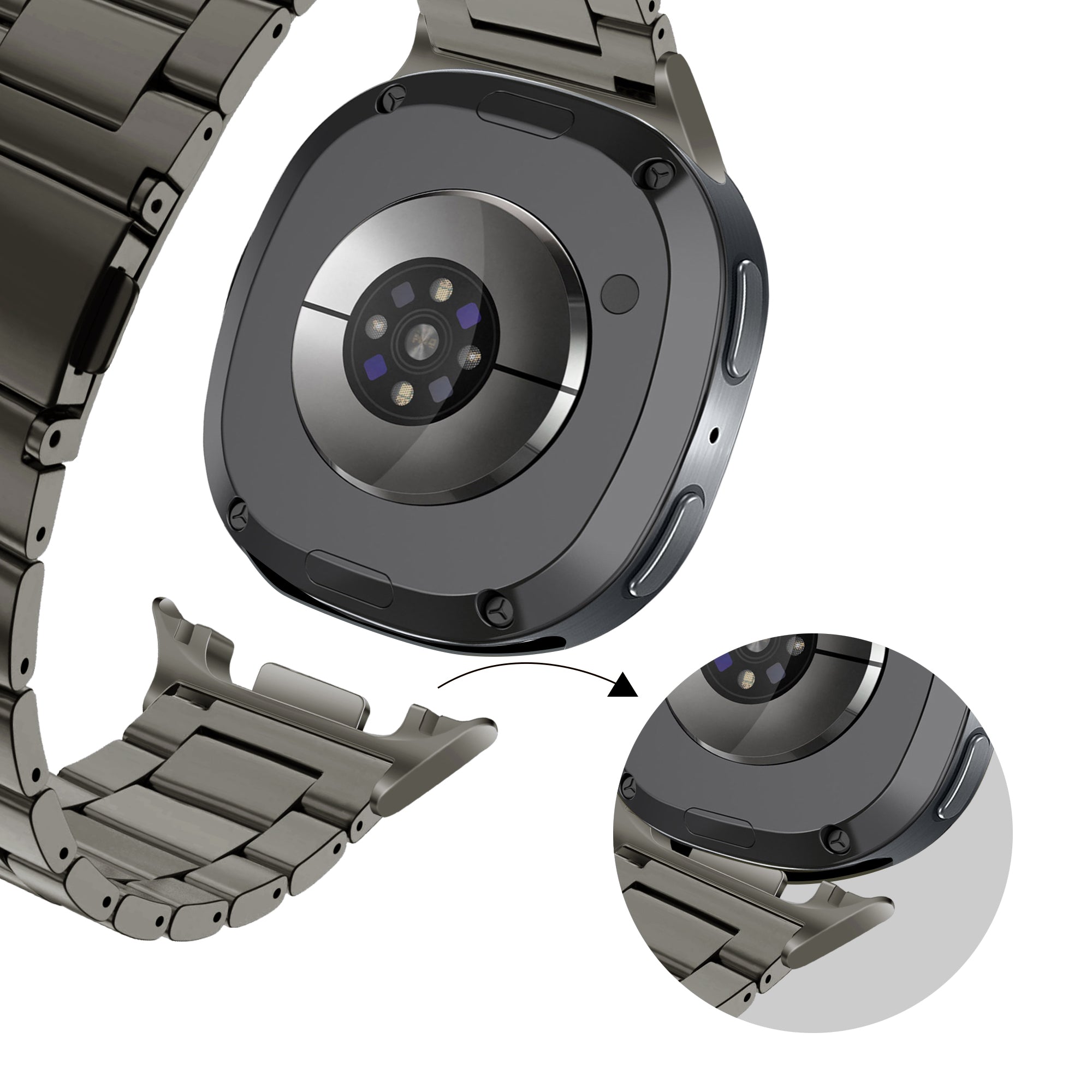 Bandz Samsung Galaxy Watch 8 - 40mm Steel Strap 'Classic' (Graphite)