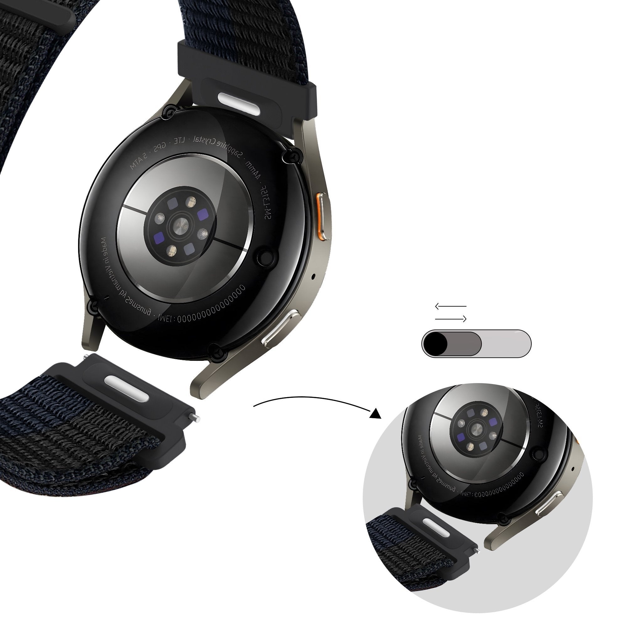 Bandz Amazfit Balance 2 Nylon Strap 'Easy fit' (Black/Blue)
