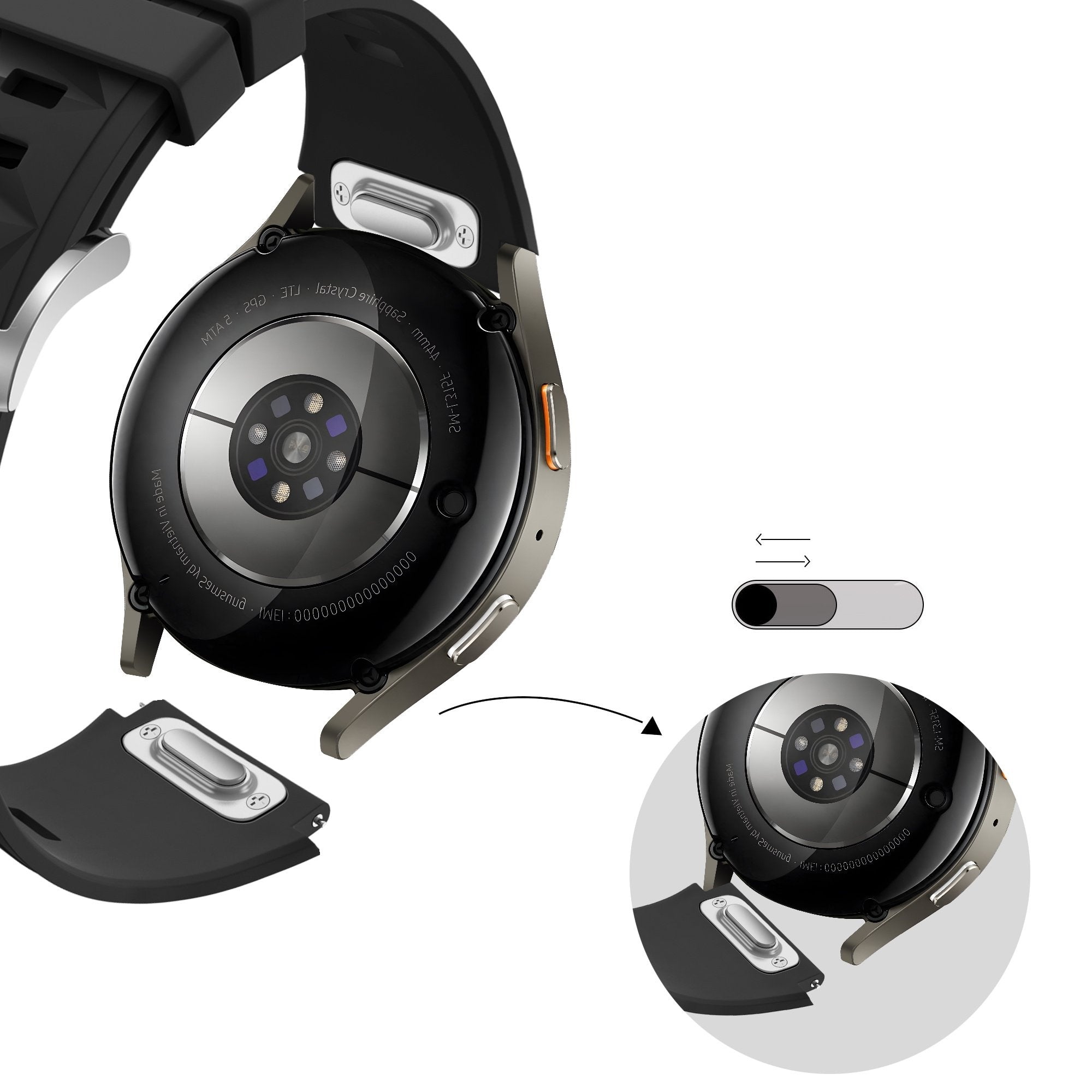 Bandz Huawei Watch GT 6 - 41mm Silicone Strap 'Easy fit' (Black)