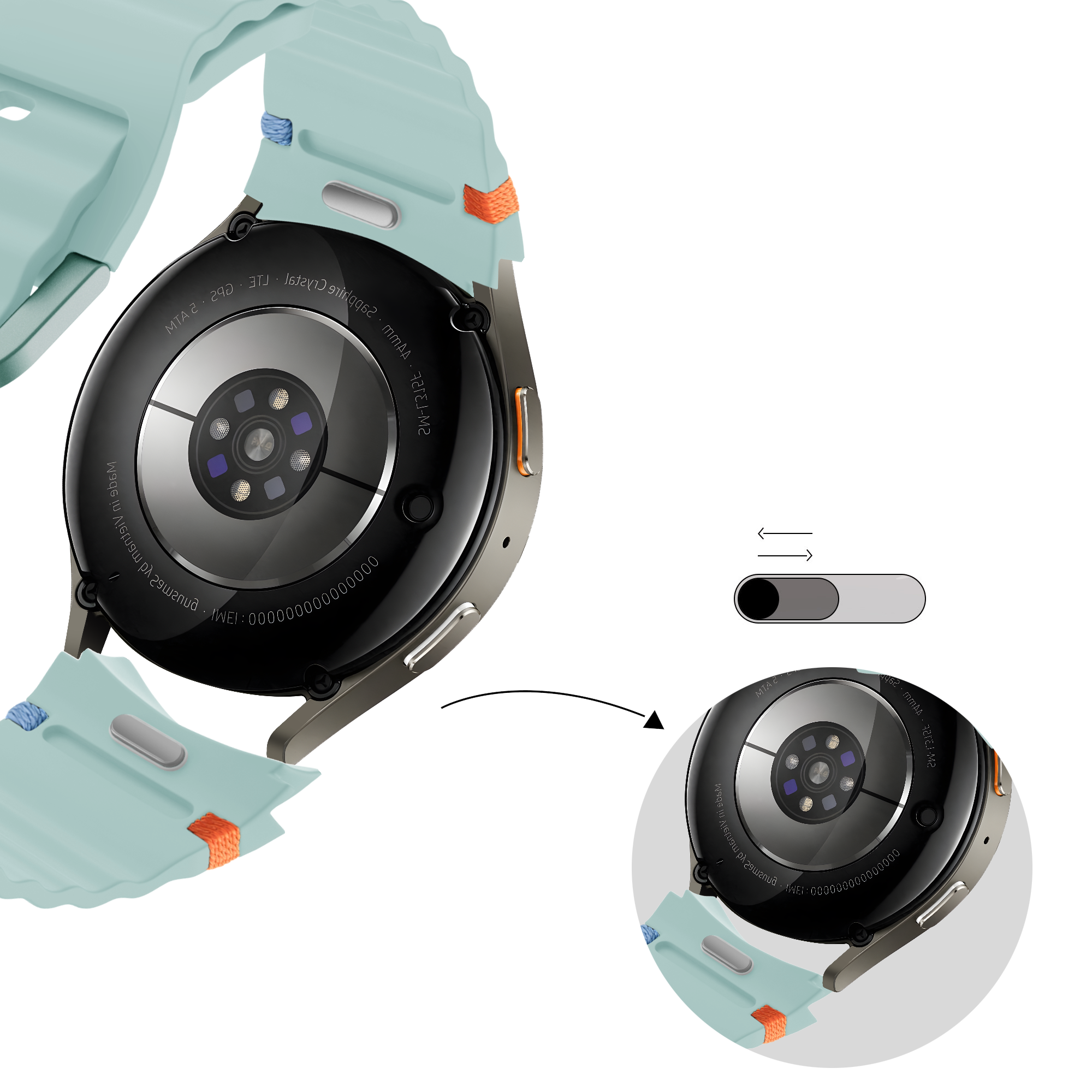 Bandz Samsung Galaxy Watch 5 - 44mm Wave Strap 'Easy Fit' (Mint)